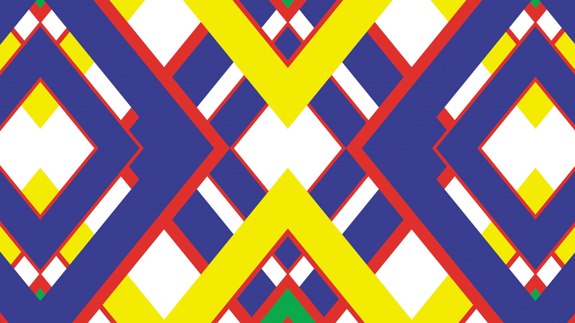 Abstract geometric pattern with blue, yellow, and red shapes HD Wallpaper