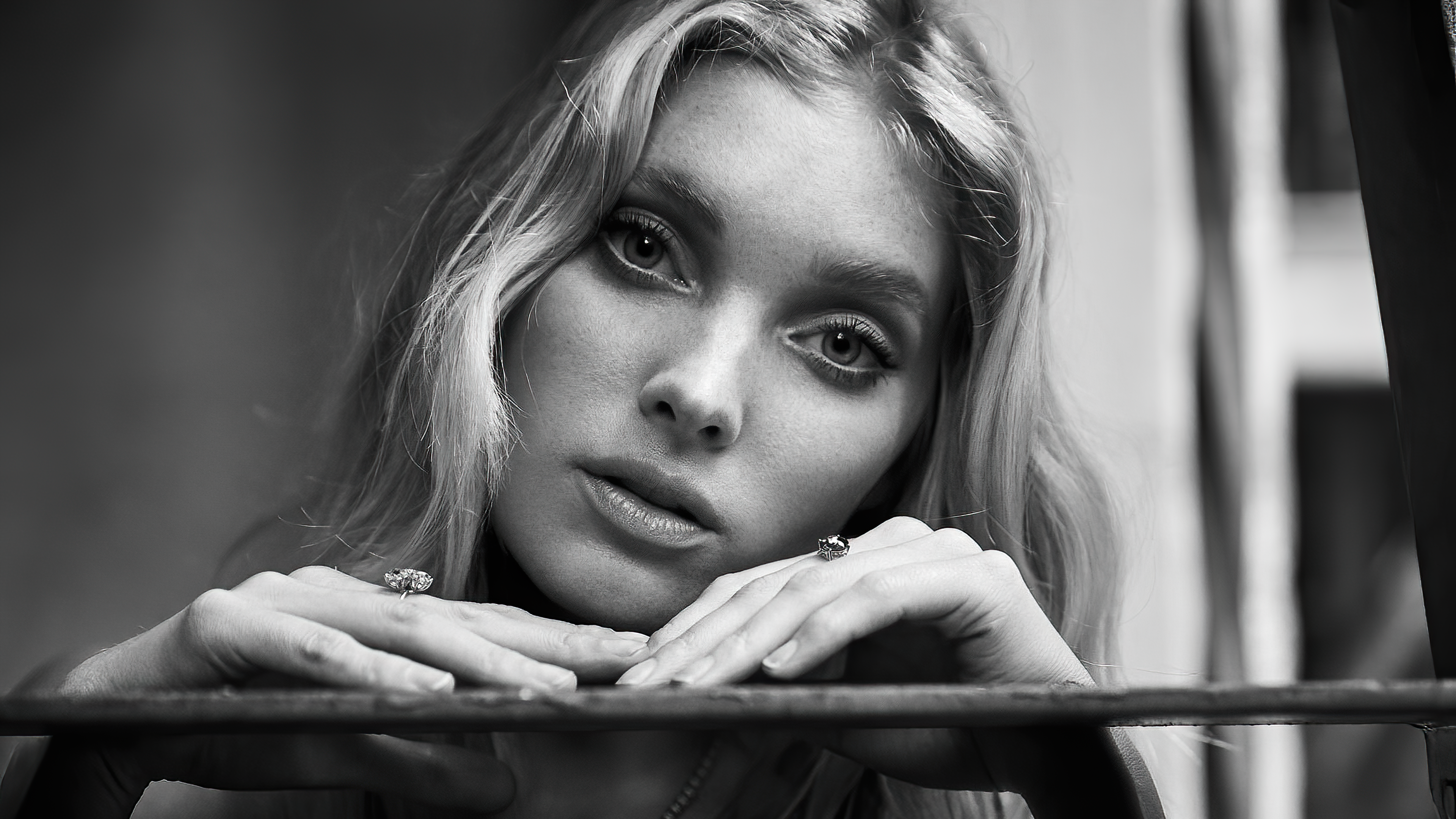 Elsa Hosk in Black and White HD Wallpaper