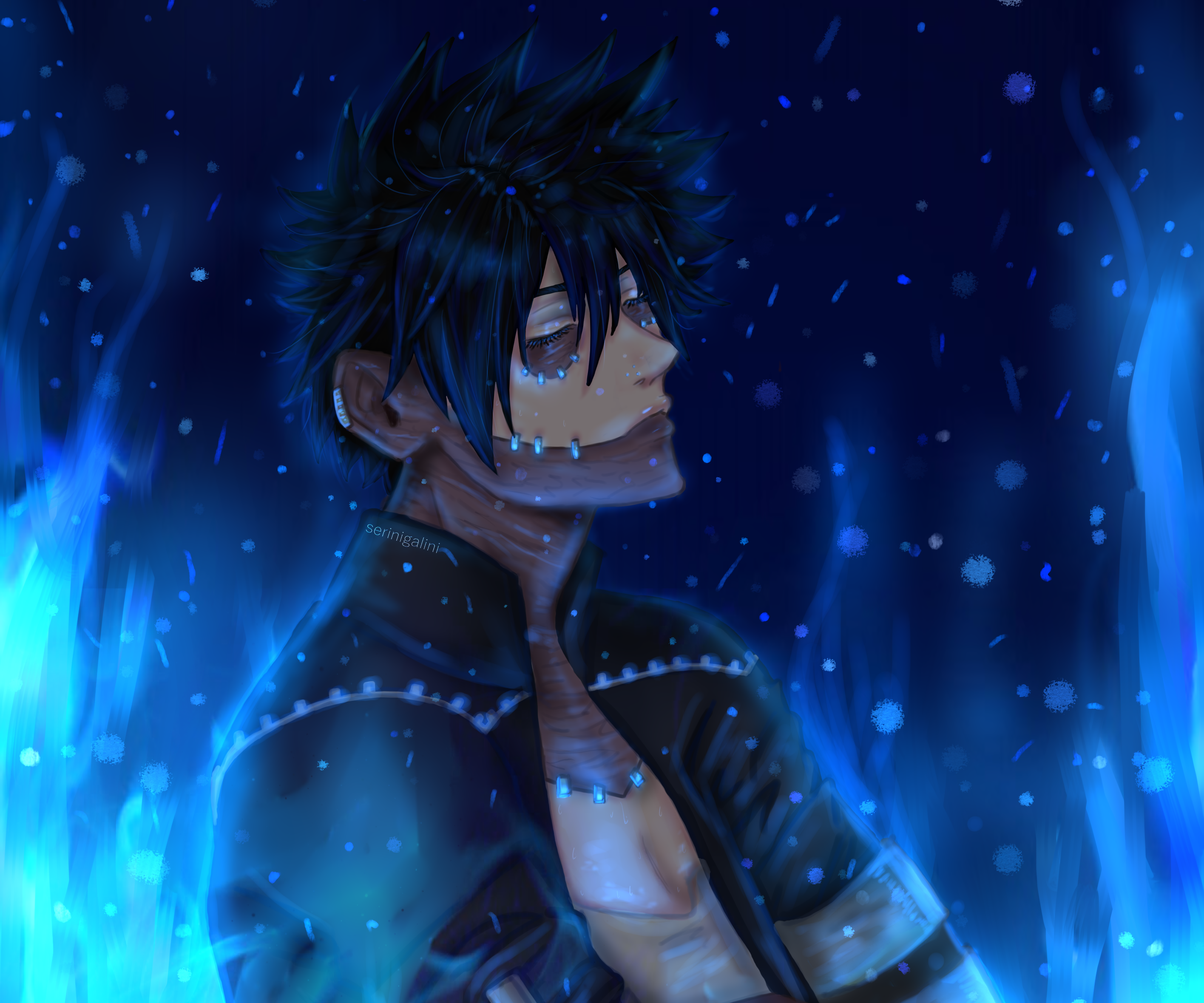 Dabi from My Hero Academia surrounded by blue flames HD Wallpaper
