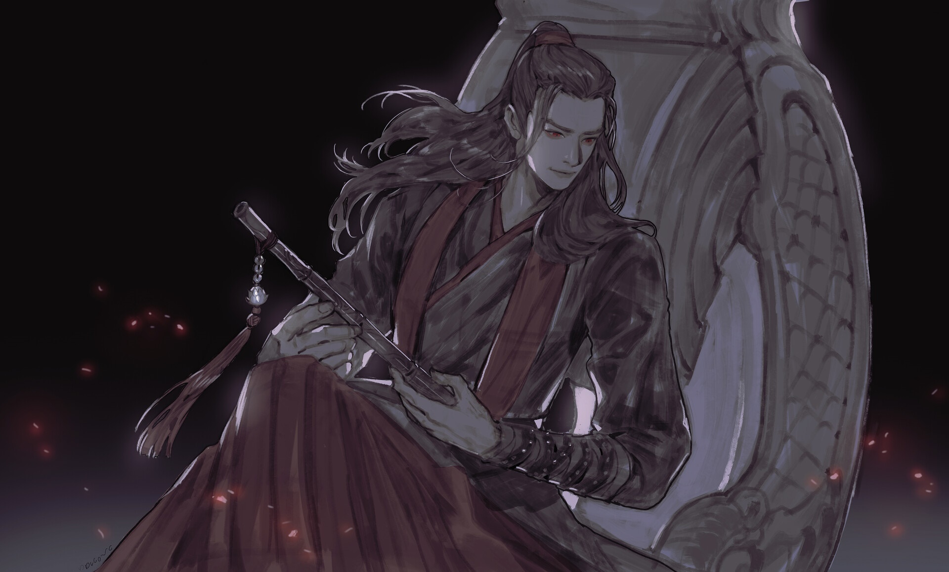 Wei Wuxian from Mo Dao Zu Shi holding a flute HD Wallpaper