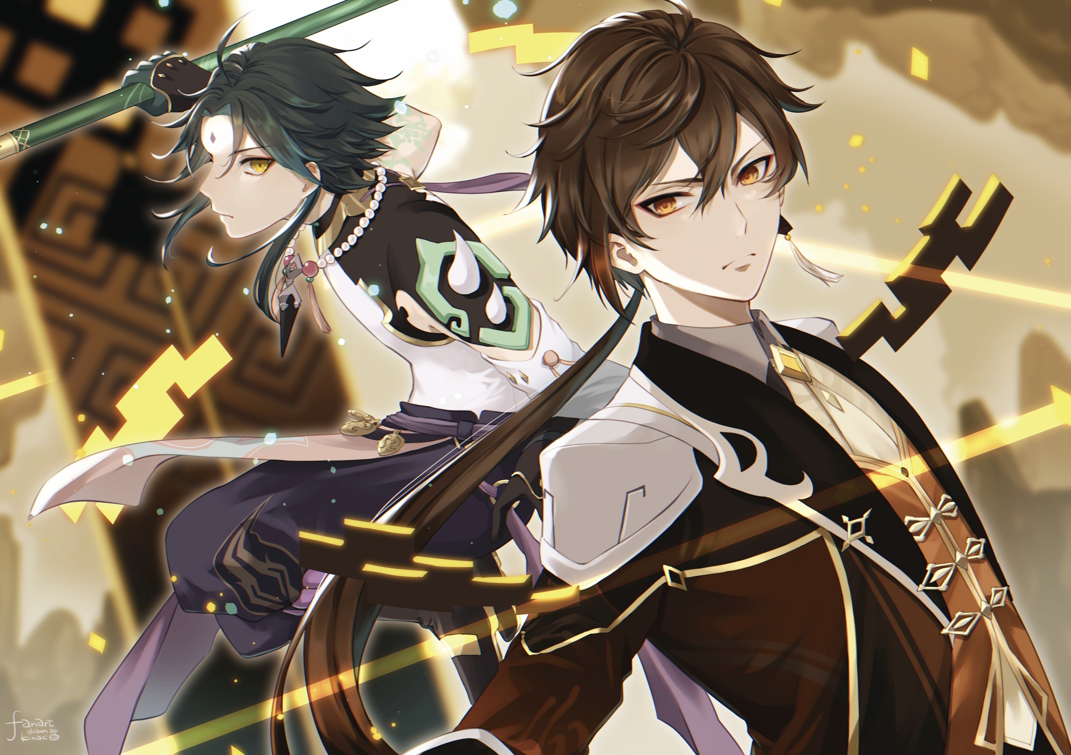 Zhongli and Xiao from Genshin Impact HD Wallpaper