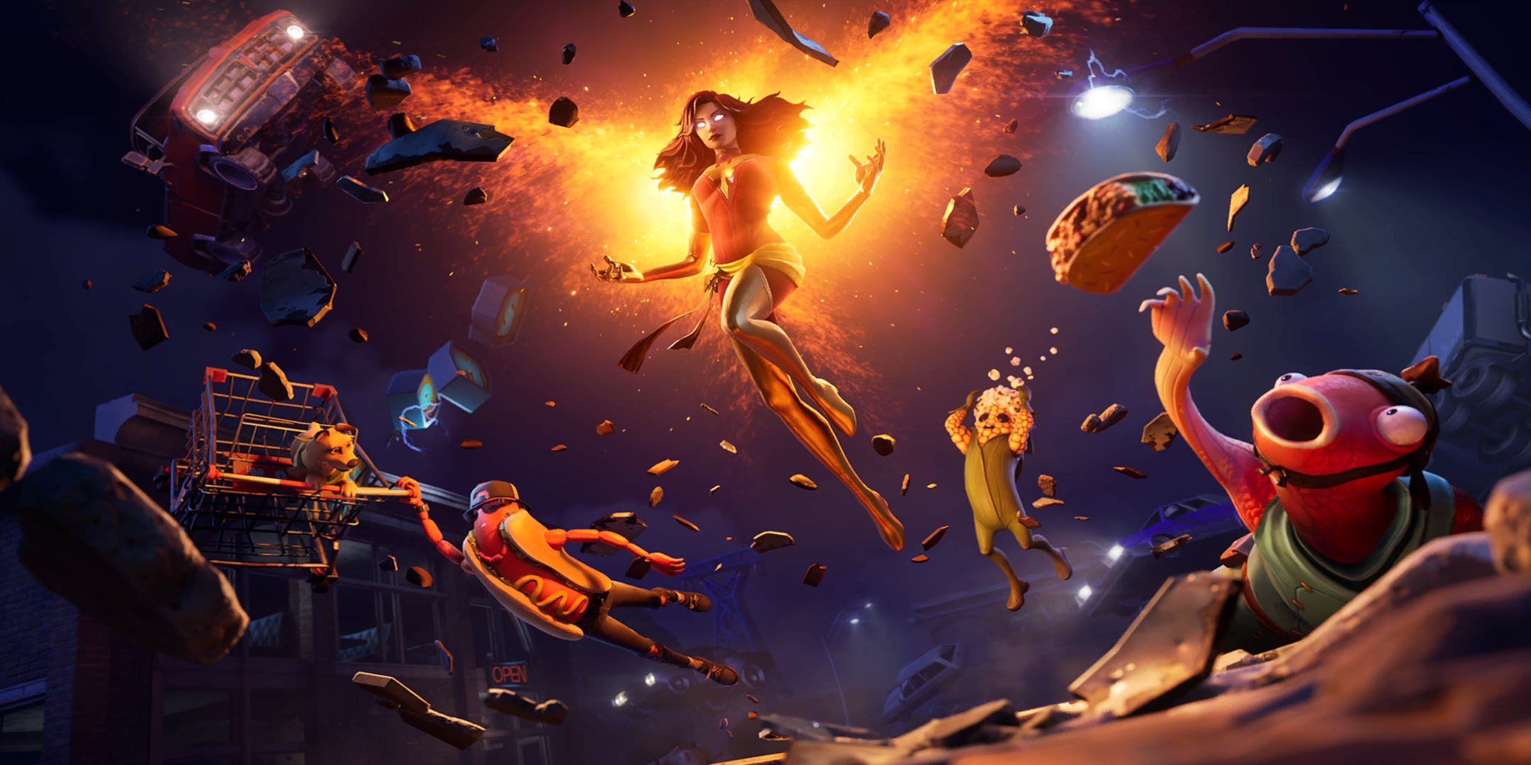Jean Grey from Fortnite in The Wrath of the Phoenix loading screen HD Wallpaper