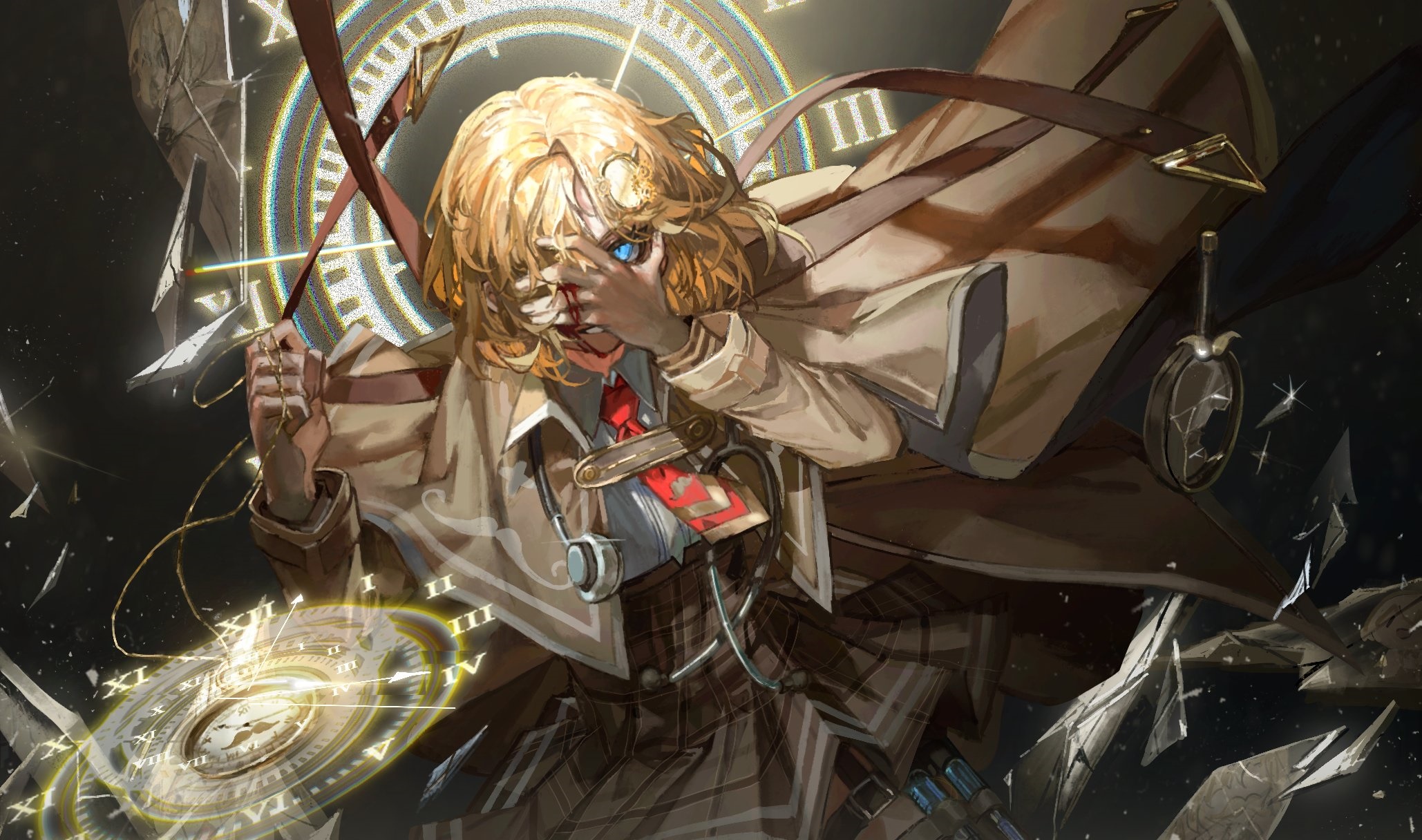 Amelia Watson from Hololive with clock and broken glass HD Wallpaper