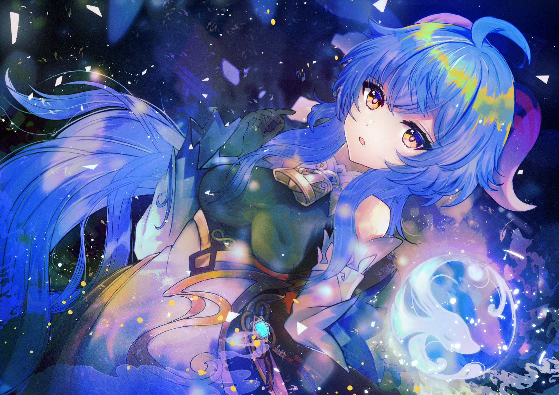 Ganyu from Genshin Impact with a magic orb HD Wallpaper