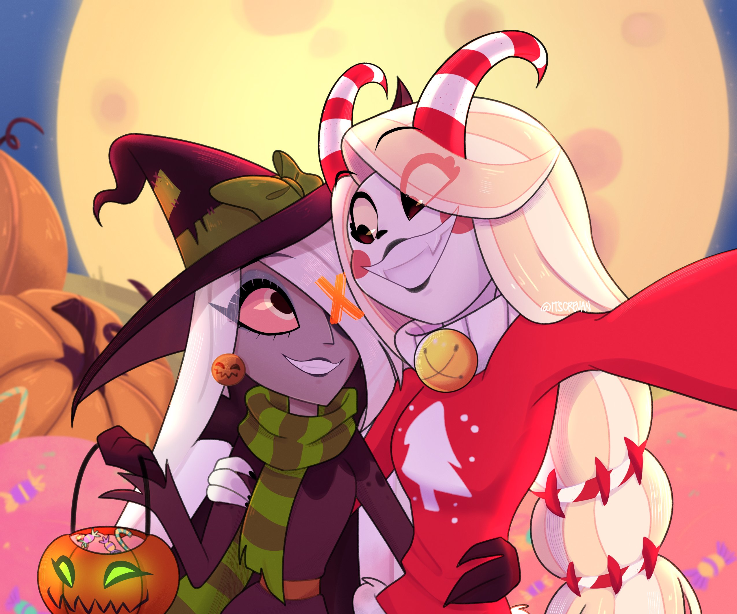 Vaggie and Charlie from Hazbin Hotel taking a selfie HD Wallpaper