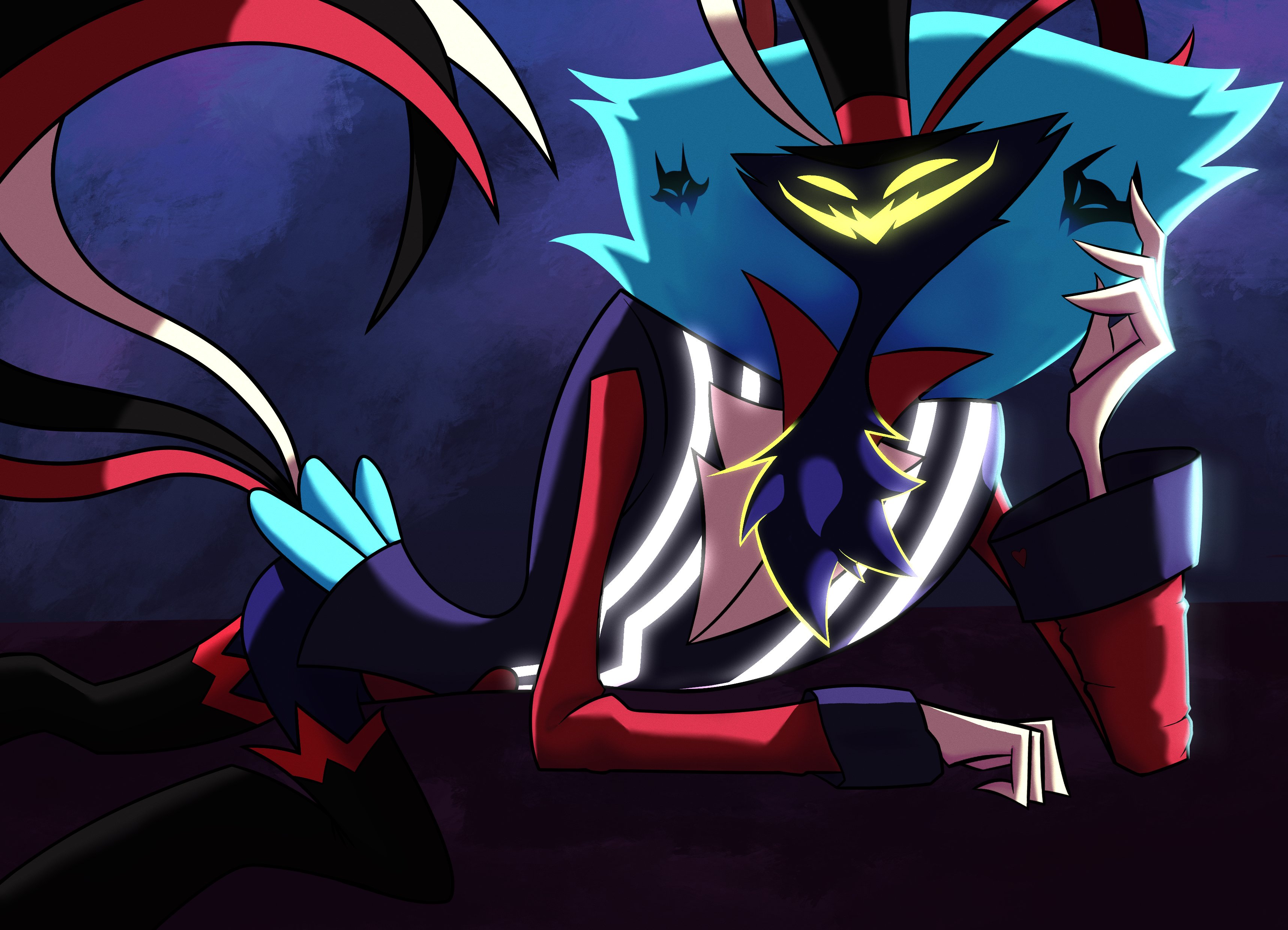 Asmodeus from Helluva Boss in a dramatic pose HD Wallpaper