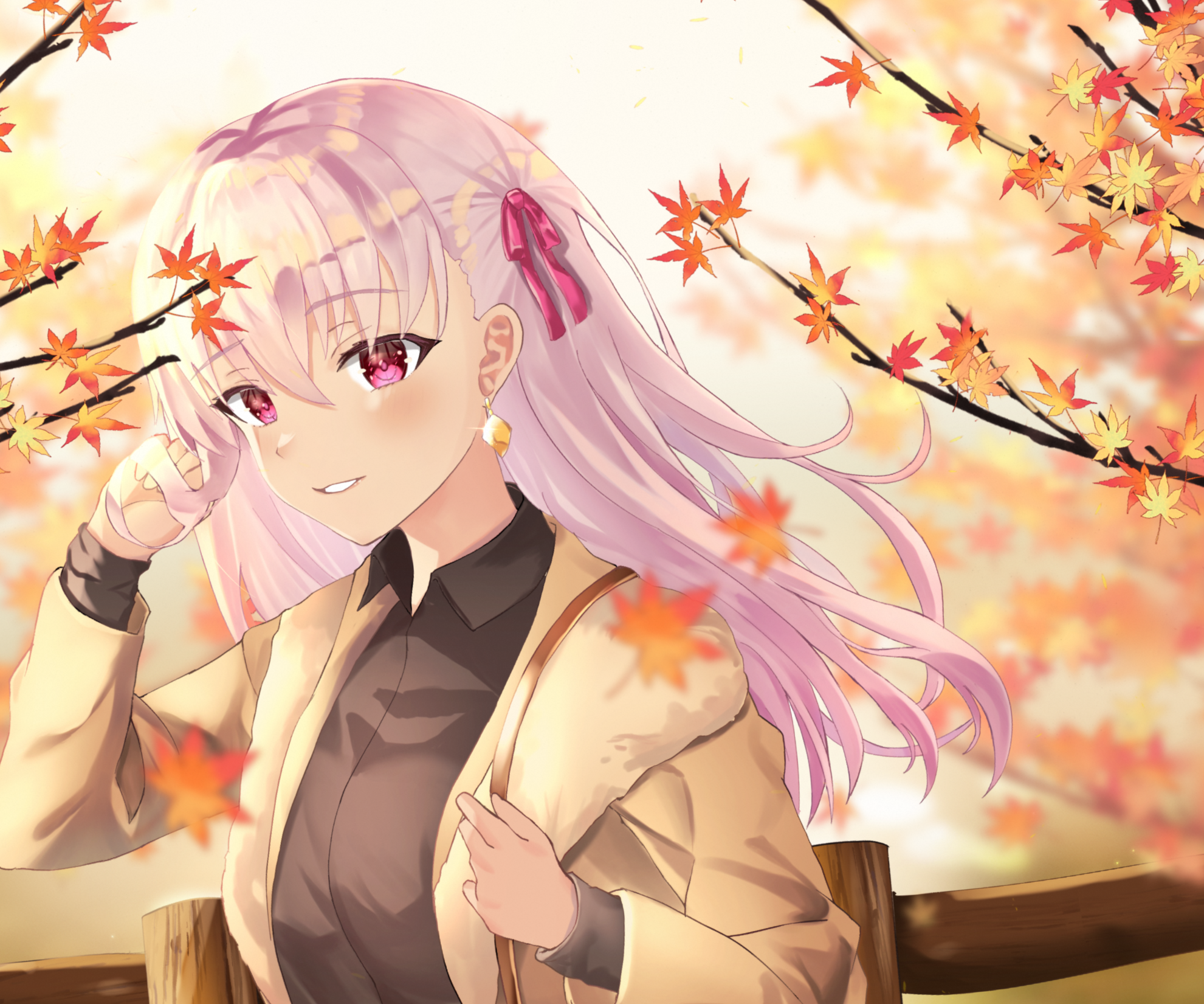 Sakura Matou from Fate/Grand Order in Autumn HD Wallpaper