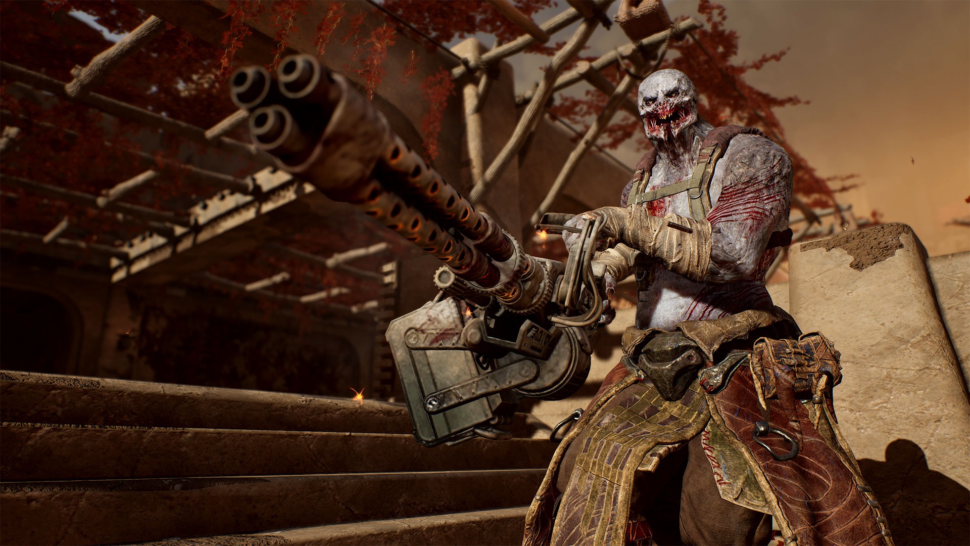 Outriders character with minigun HD Wallpaper