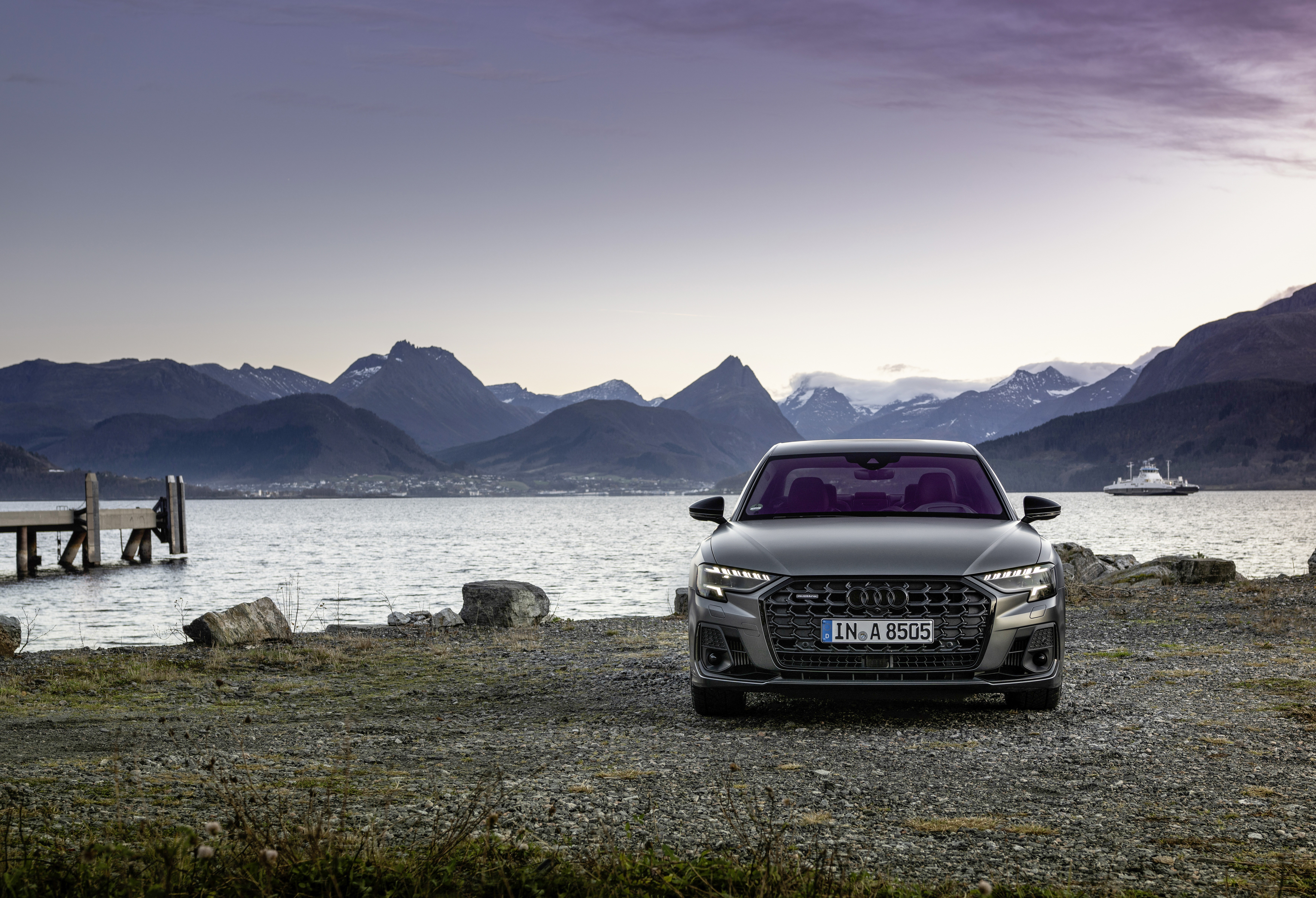 Audi A8 quattro S line by a lake HD Wallpaper
