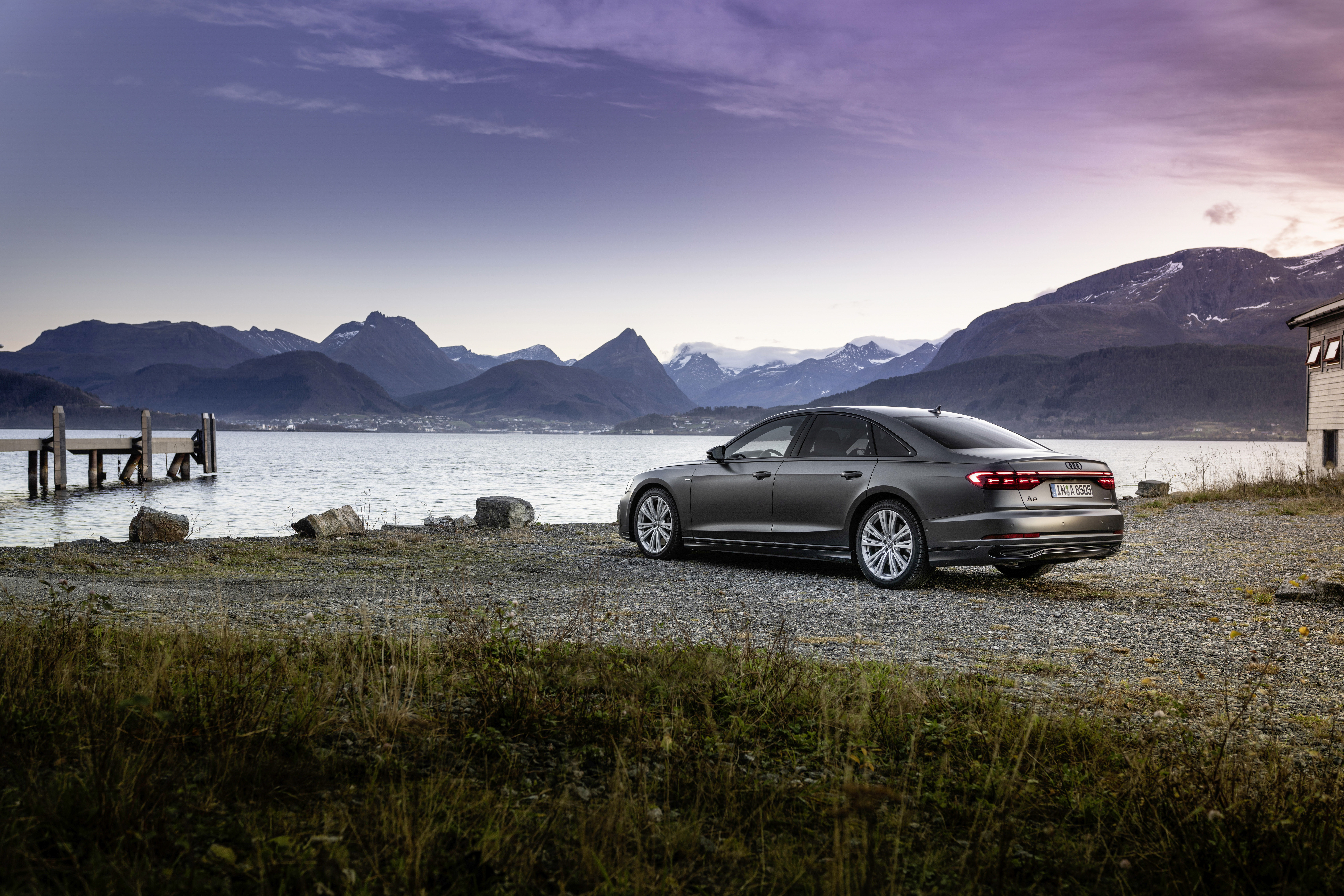 Audi A8 quattro S line by a lake HD Wallpaper