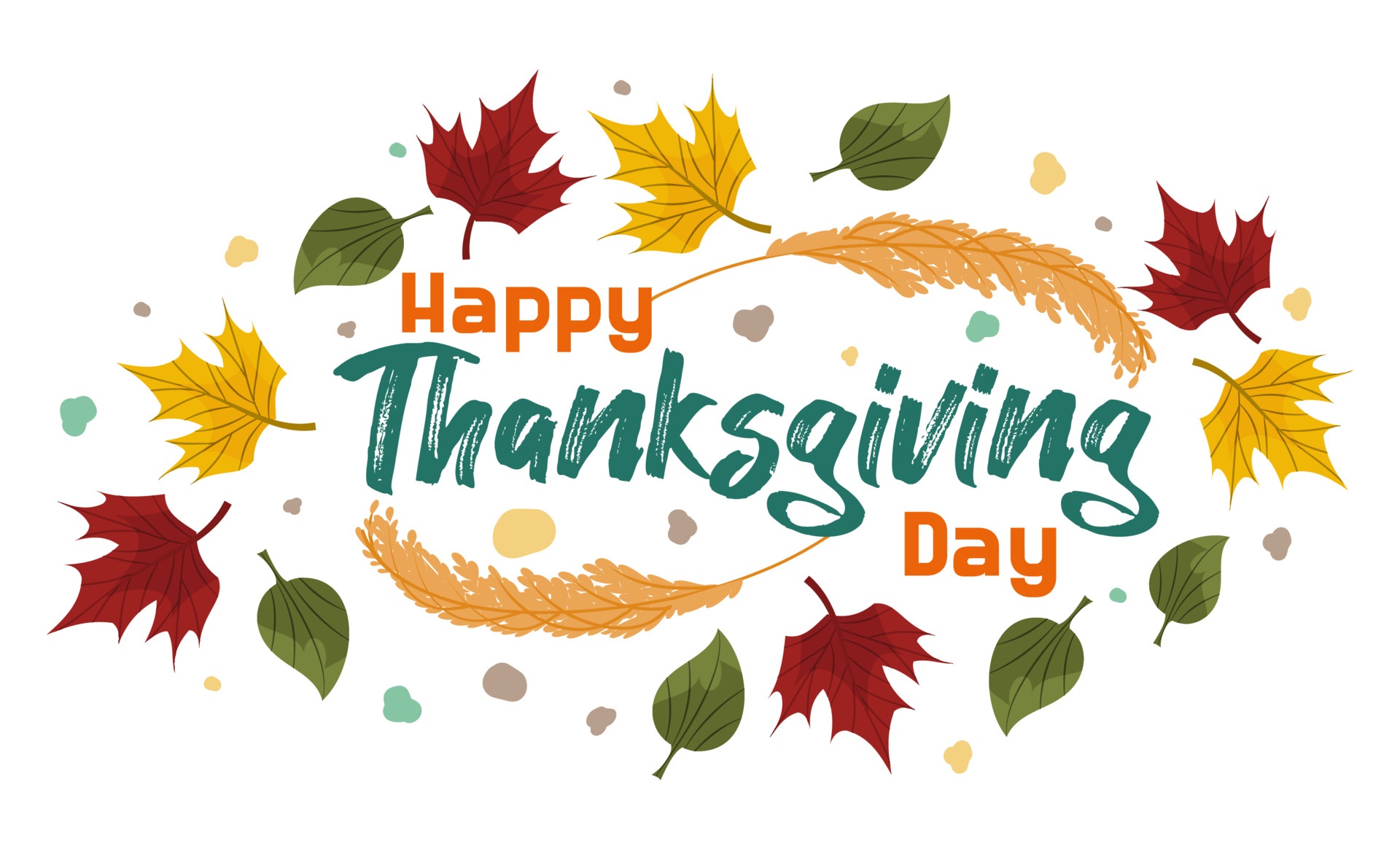 Happy Thanksgiving Day autumn leaves illustration HD Wallpaper