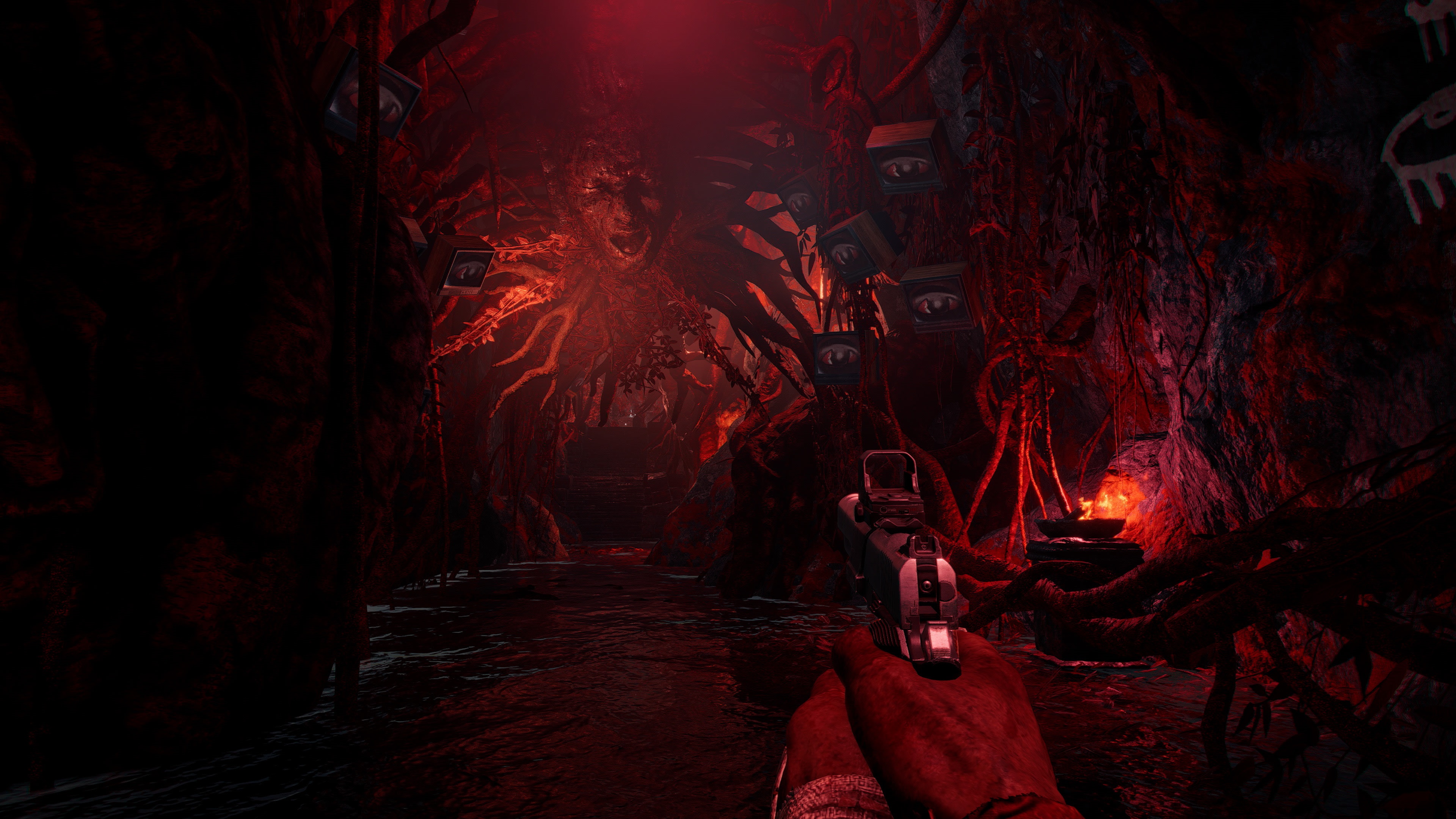 Horror game scene with gun HD Wallpaper