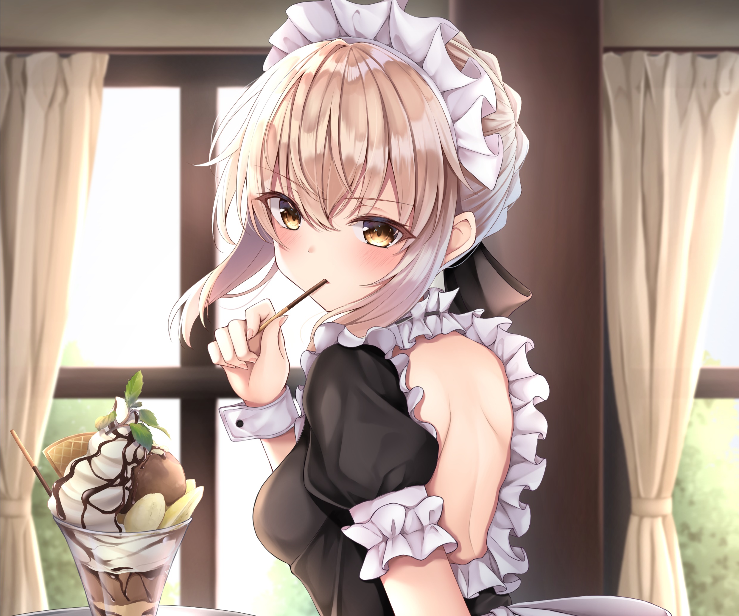Saber Alter from Fate/Grand Order eating a chocolate stick HD Wallpaper