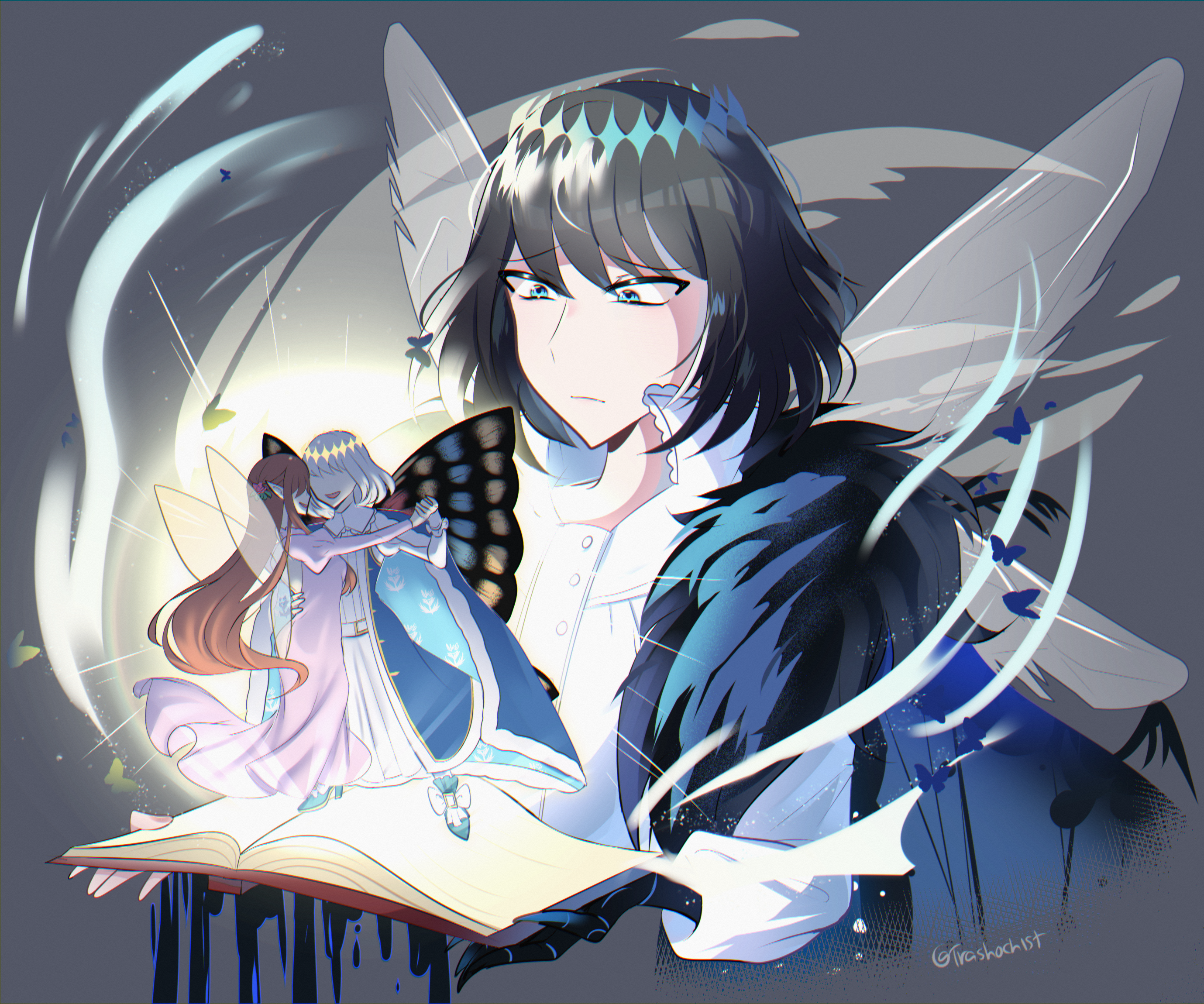 Oberon from Fate/Grand Order with two fairies HD Wallpaper