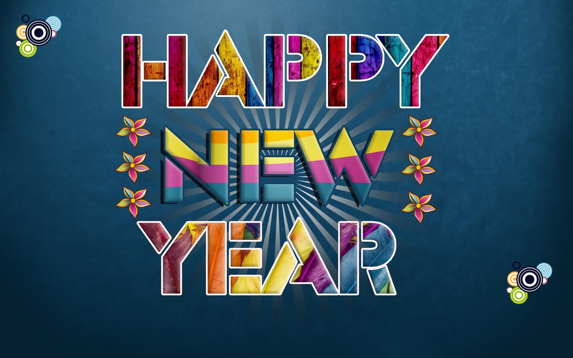 Happy New Year text with colorful design HD Wallpaper