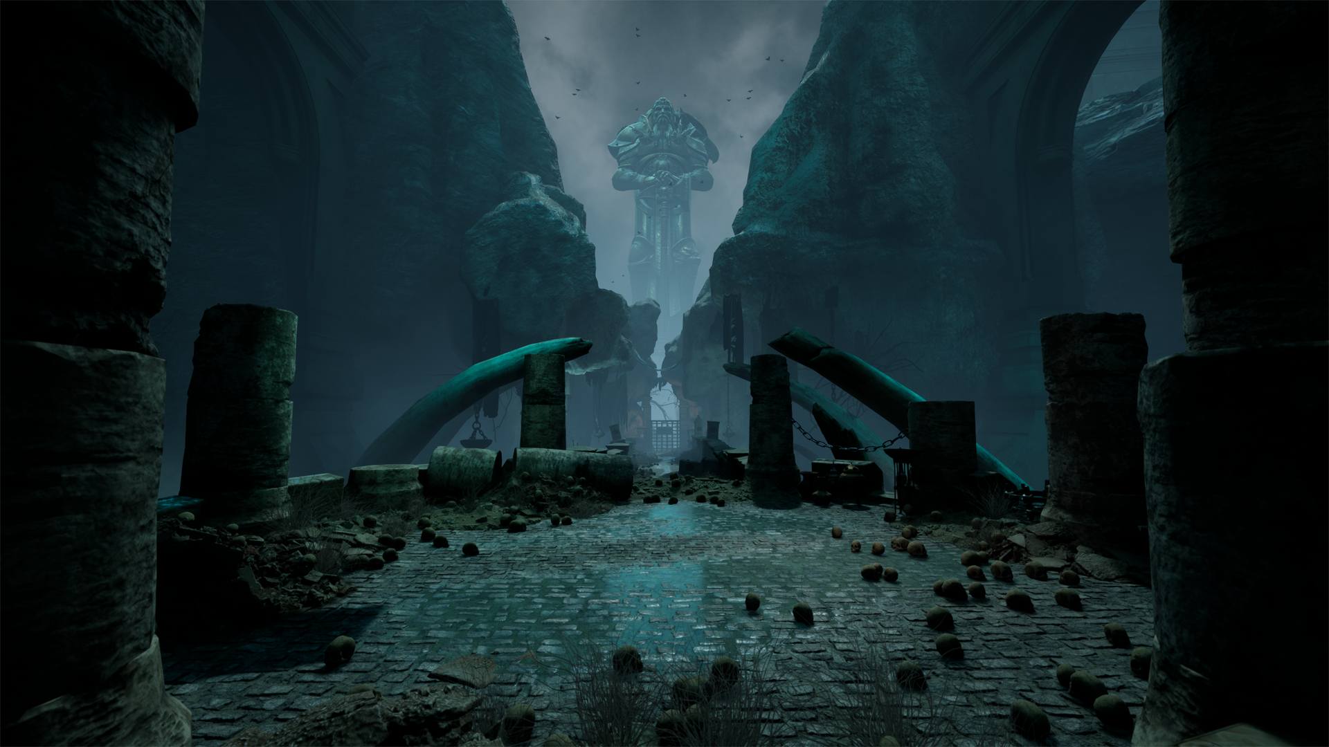 Warhammer Age of Sigmar: Tempestfall statue and ruins HD Wallpaper