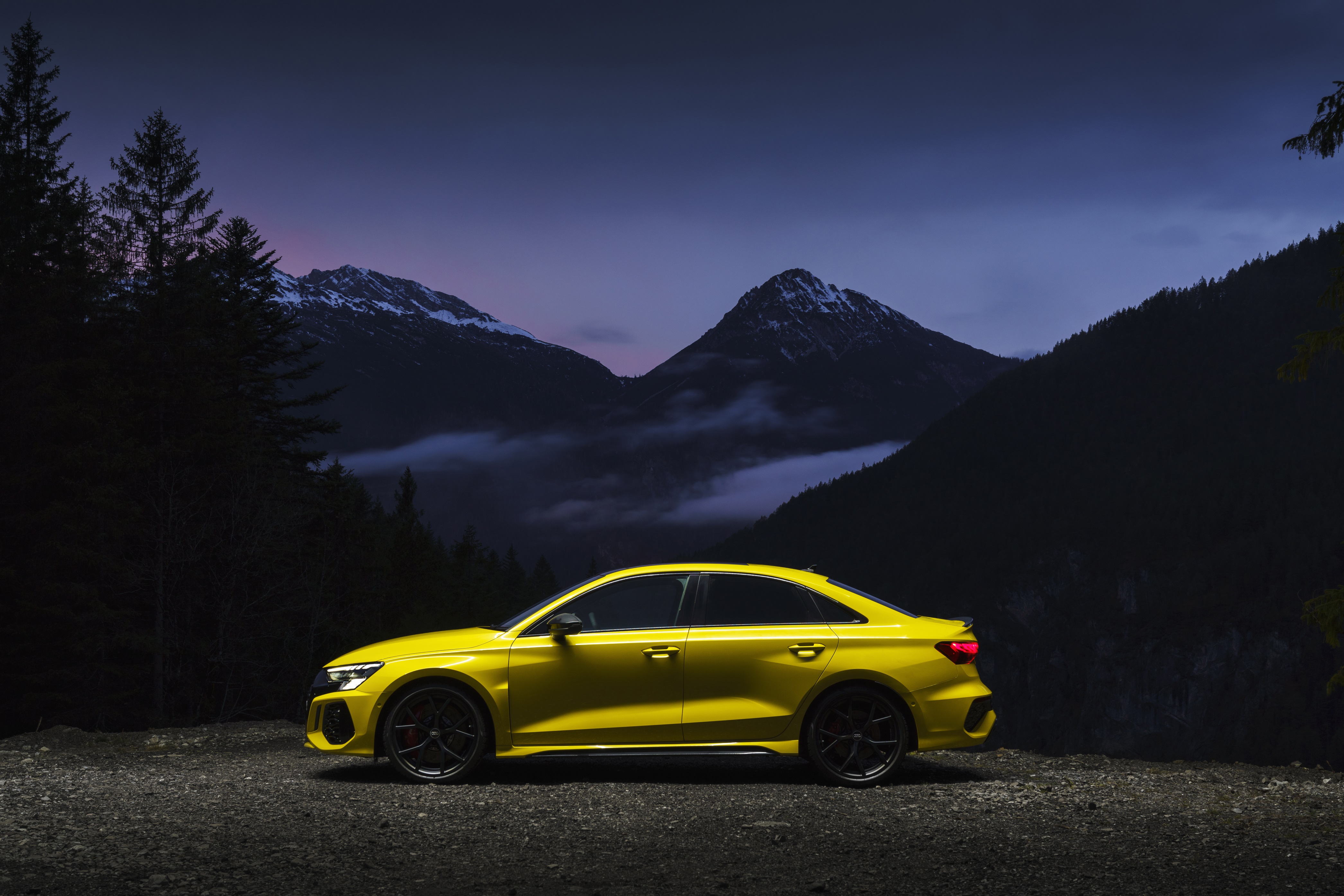 Yellow Audi RS3 Sedan 4K HD Wallpaper