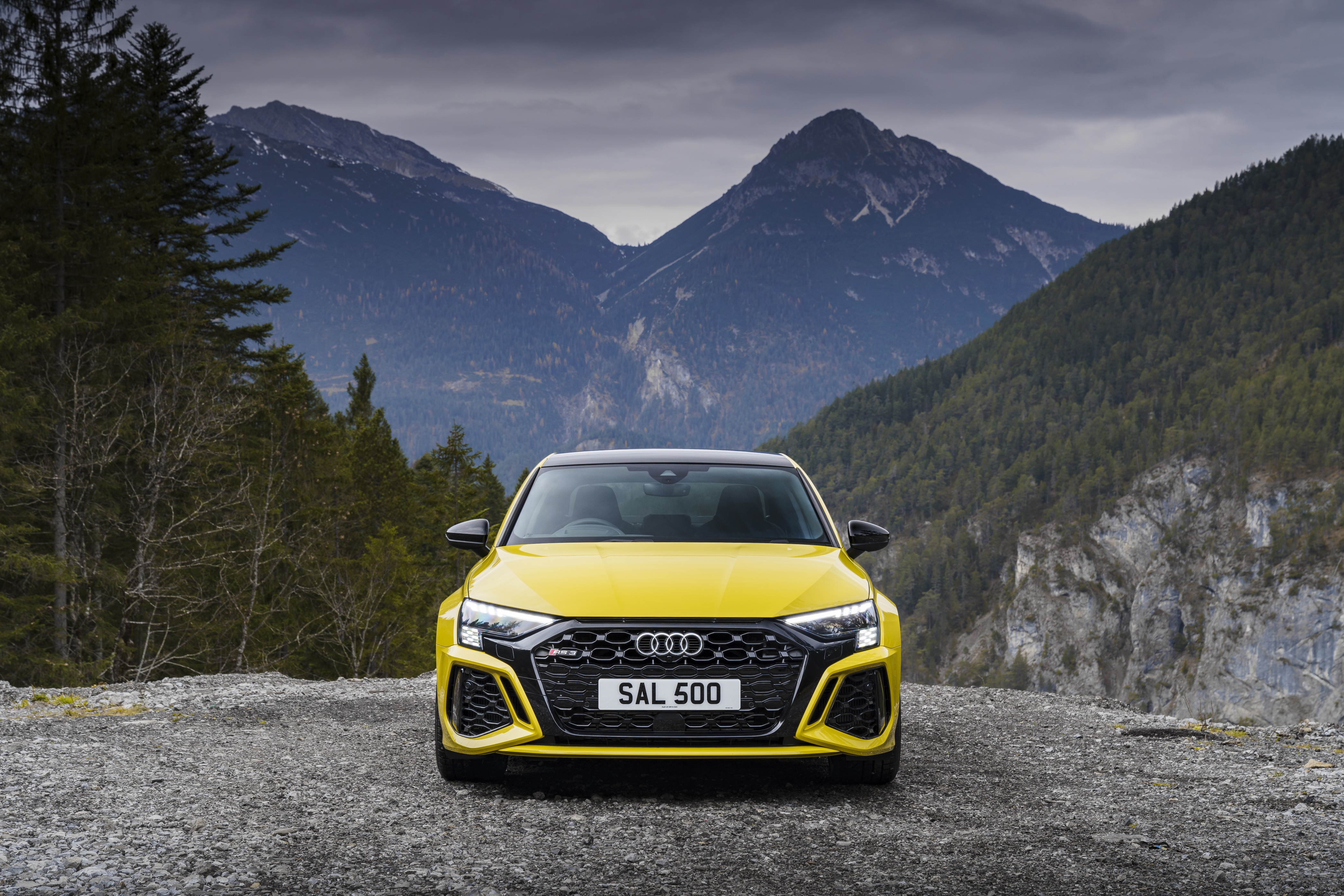 Yellow Audi RS3 Sedan 4K HD Wallpaper