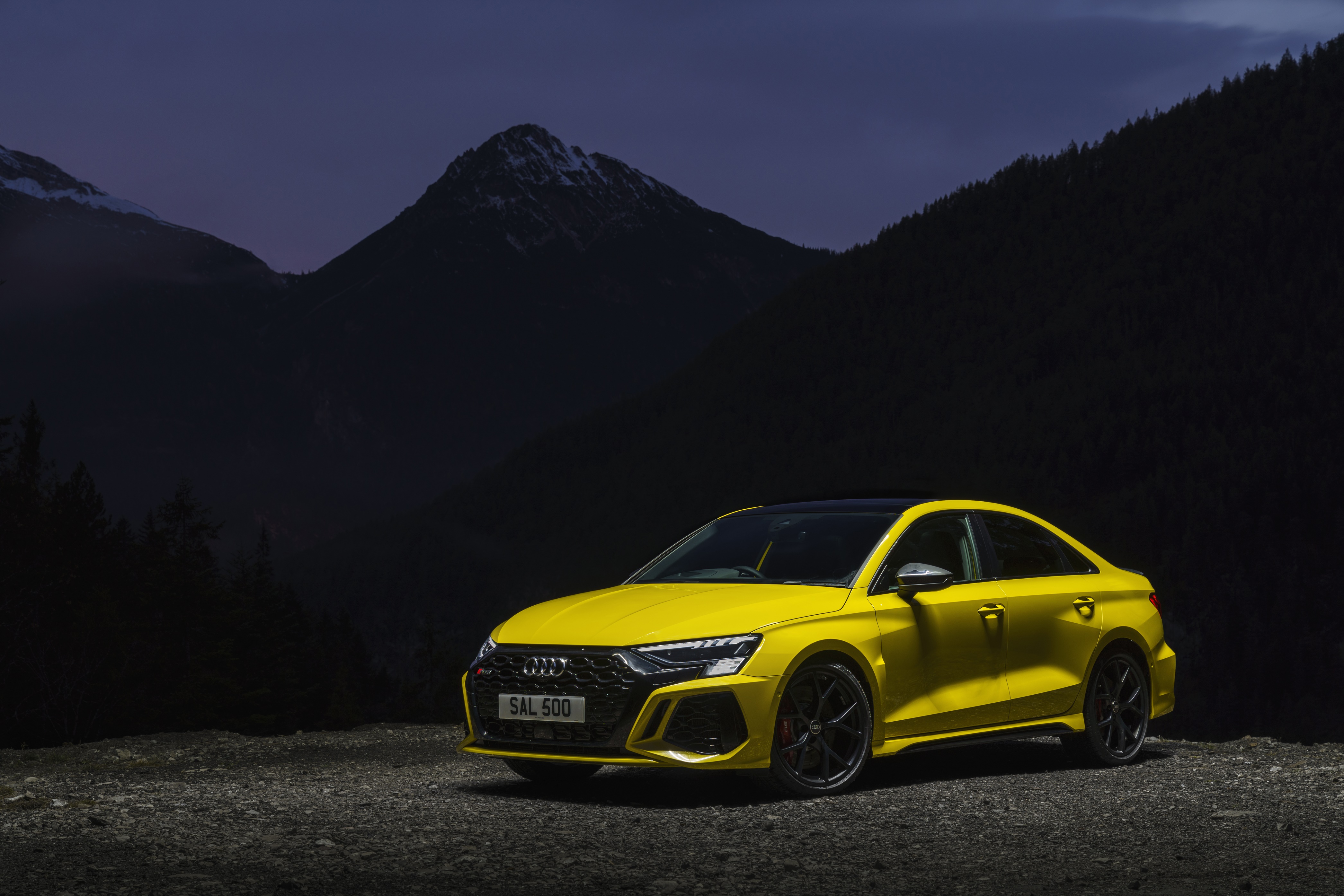 Yellow Audi RS3 Sedan 4K HD Wallpaper