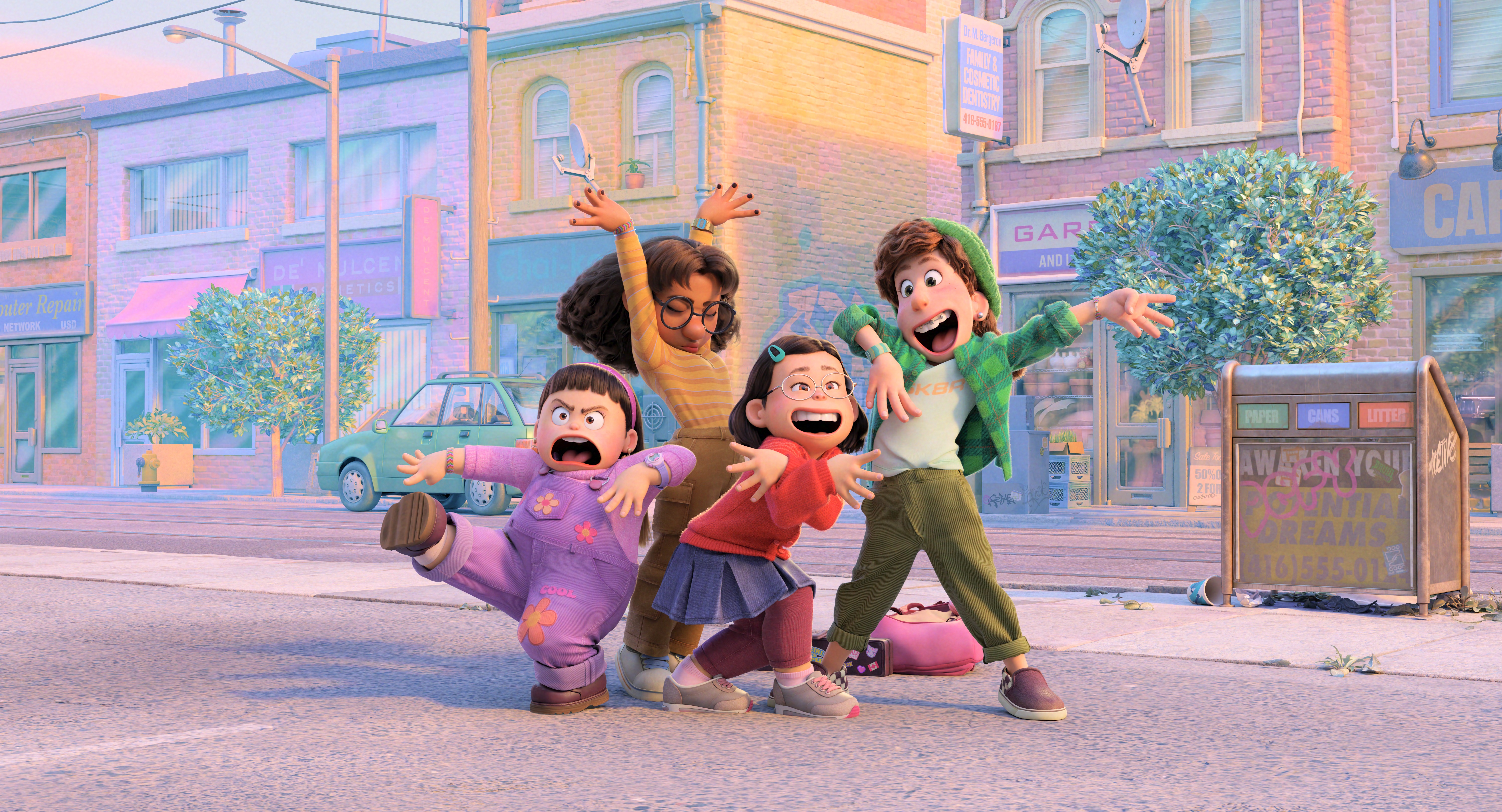 Turning Red 4K: Mei Lee and friends dancing HD Wallpaper