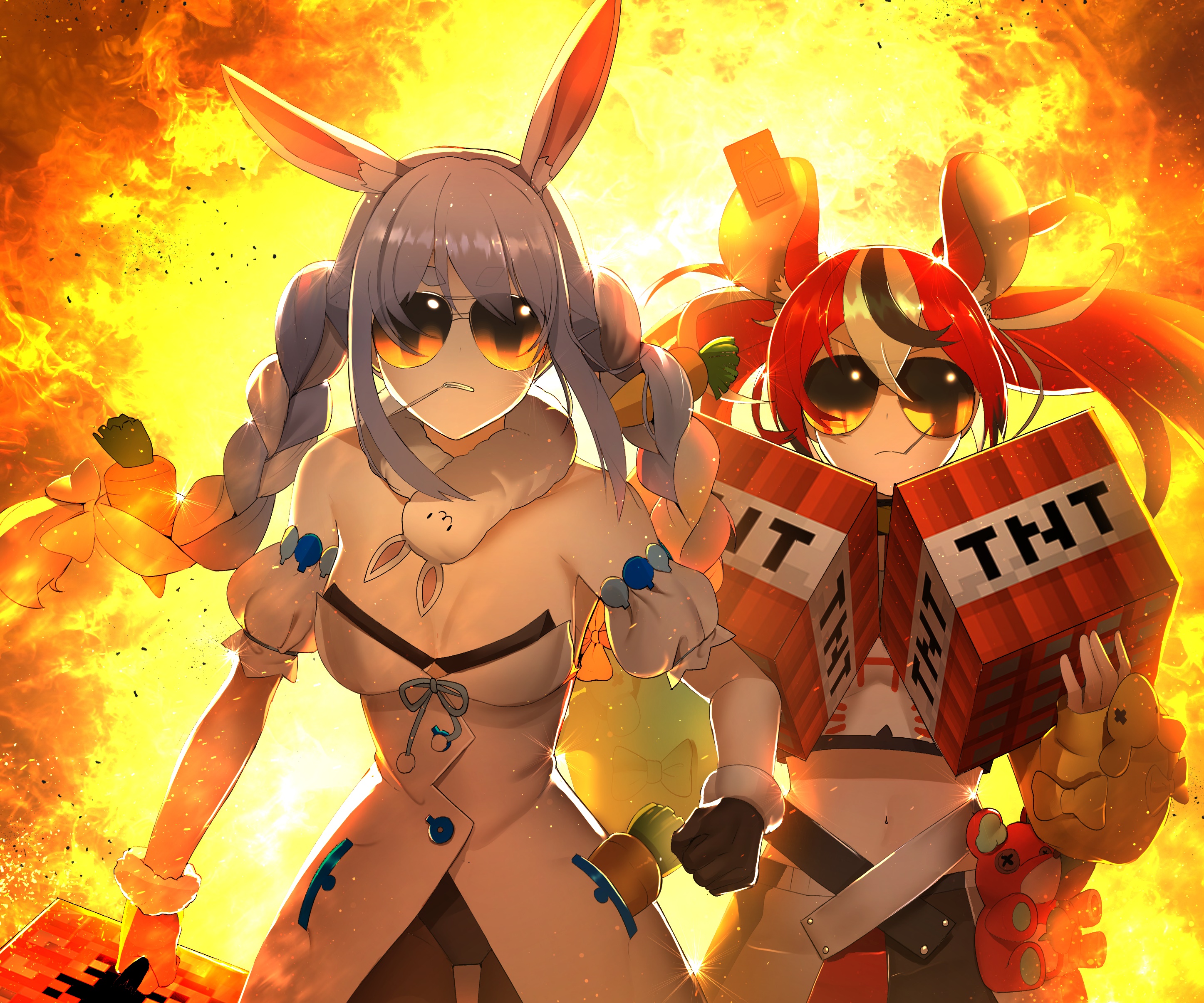 Hakos Baelz and Usada Pekora from Hololive HD Wallpaper