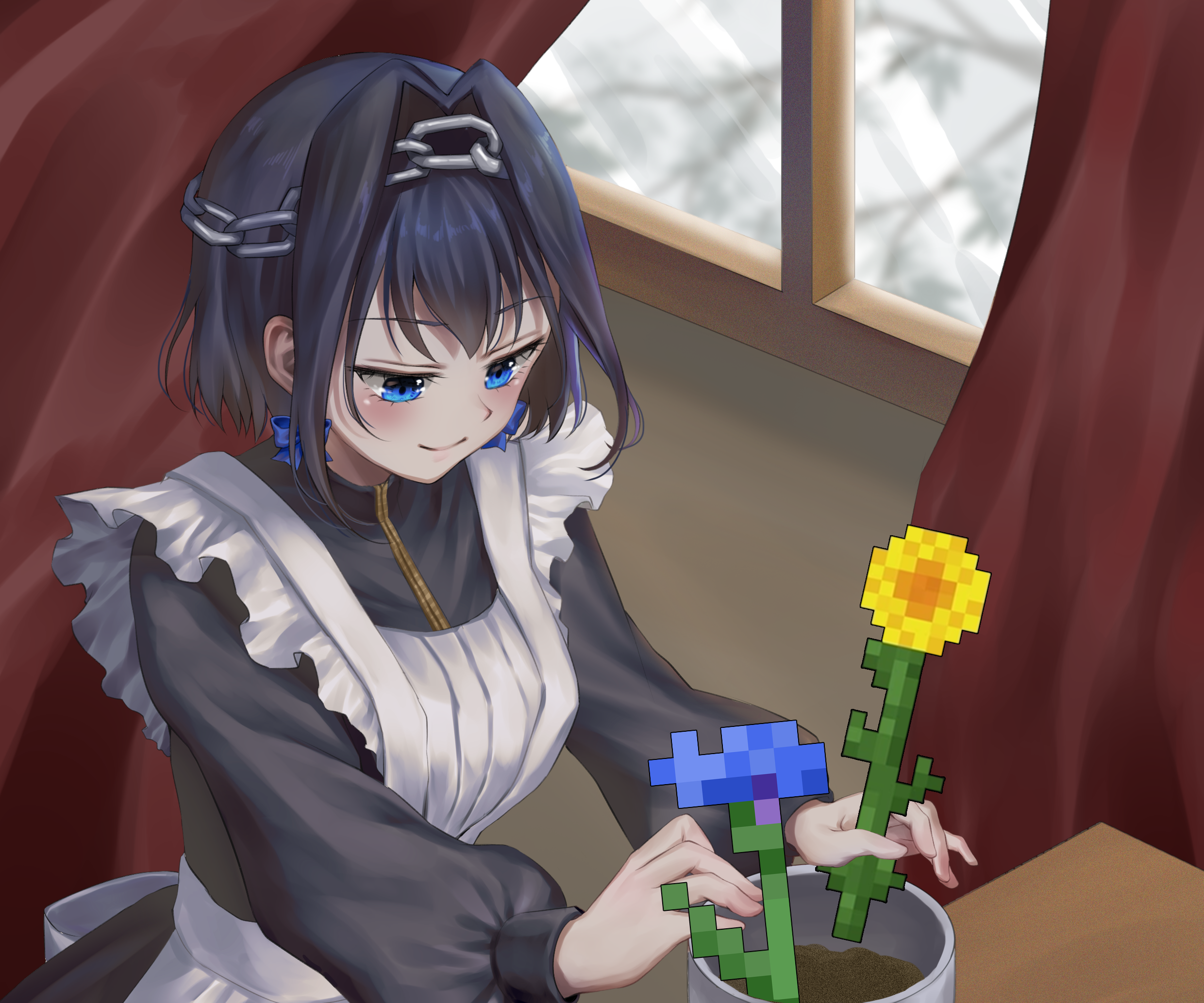 Ouro Kronii from Hololive planting flowers HD Wallpaper