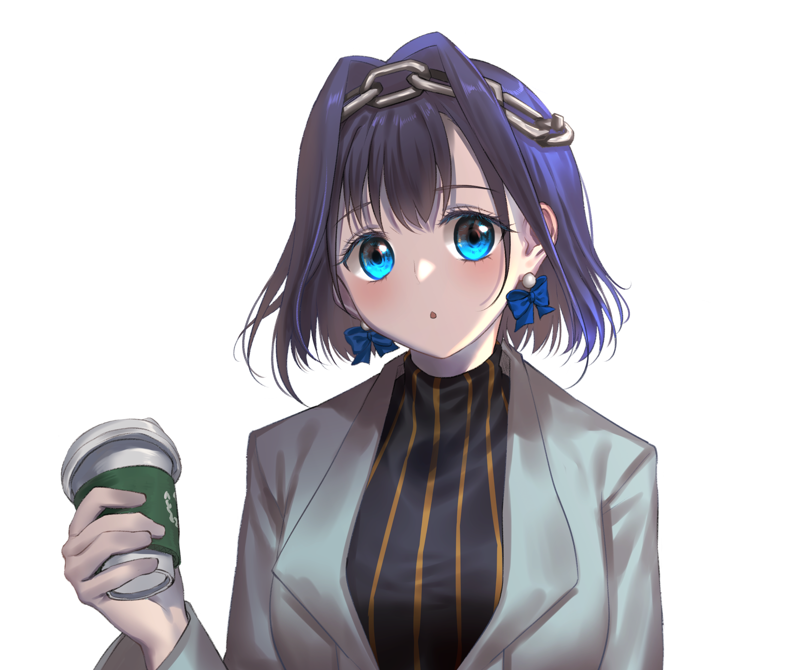 Ouro Kronii from Hololive holding a coffee cup HD Wallpaper