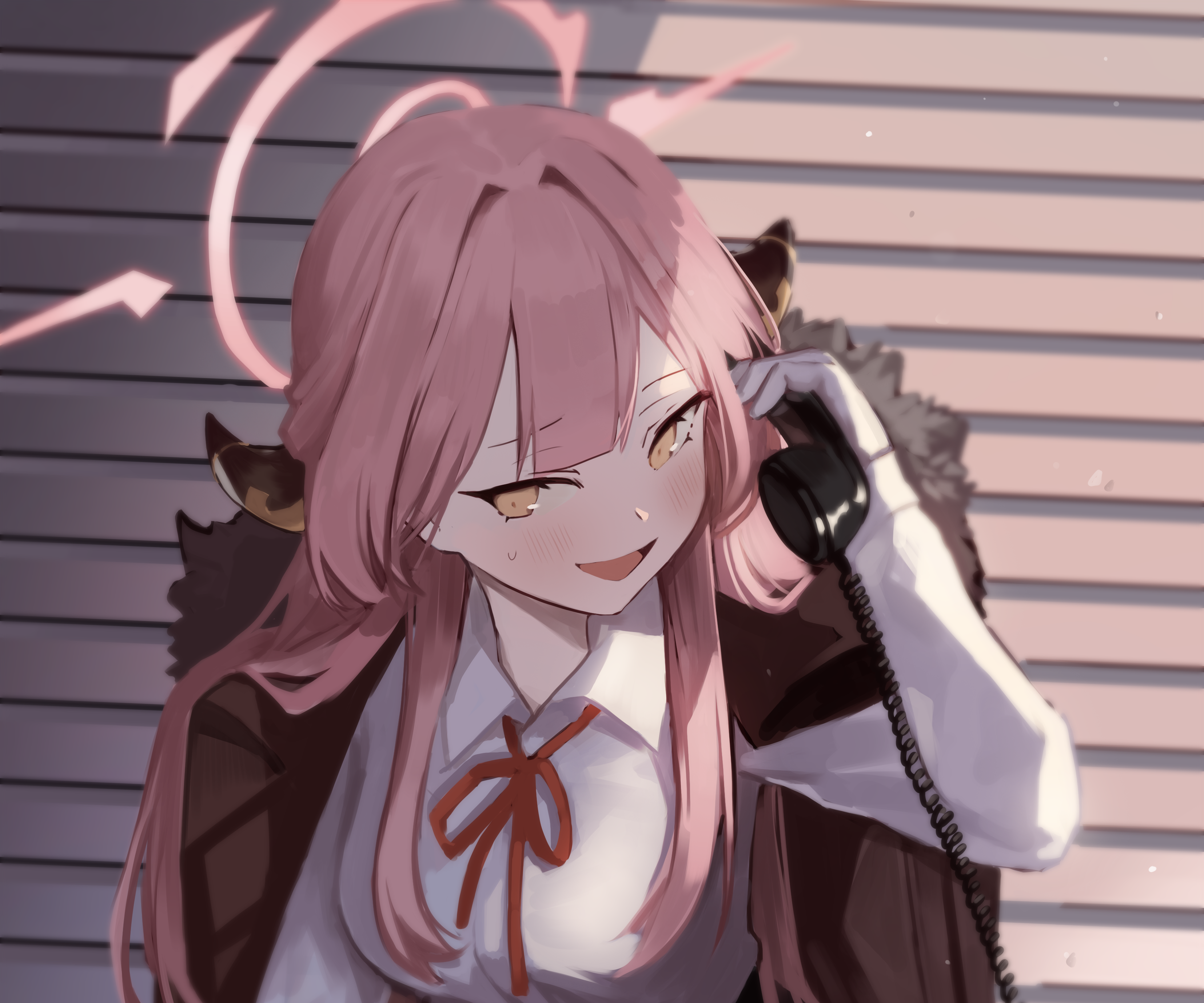 Rikuhachima Aru from Blue Archive on the phone HD Wallpaper