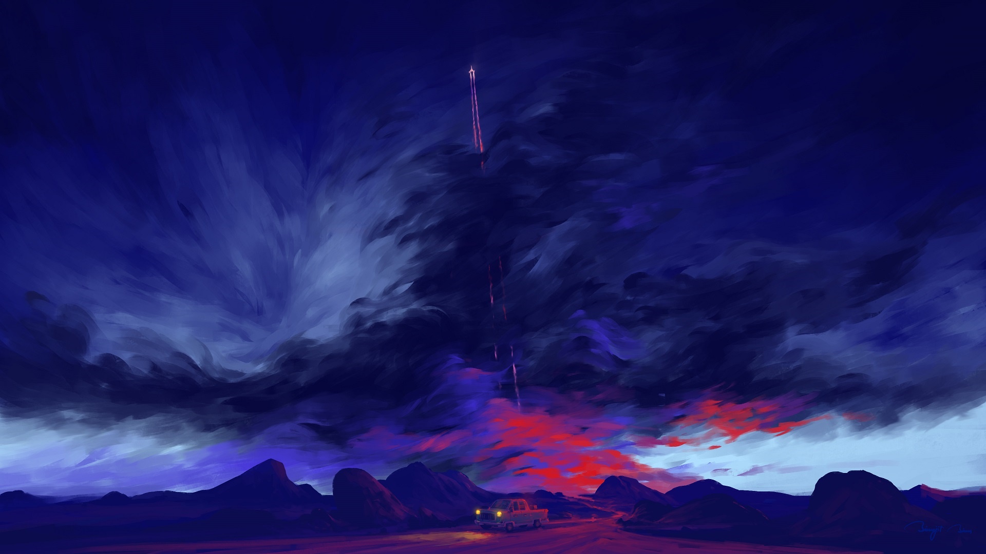 Dark Sunset Clouds Landscape HD Wallpaper