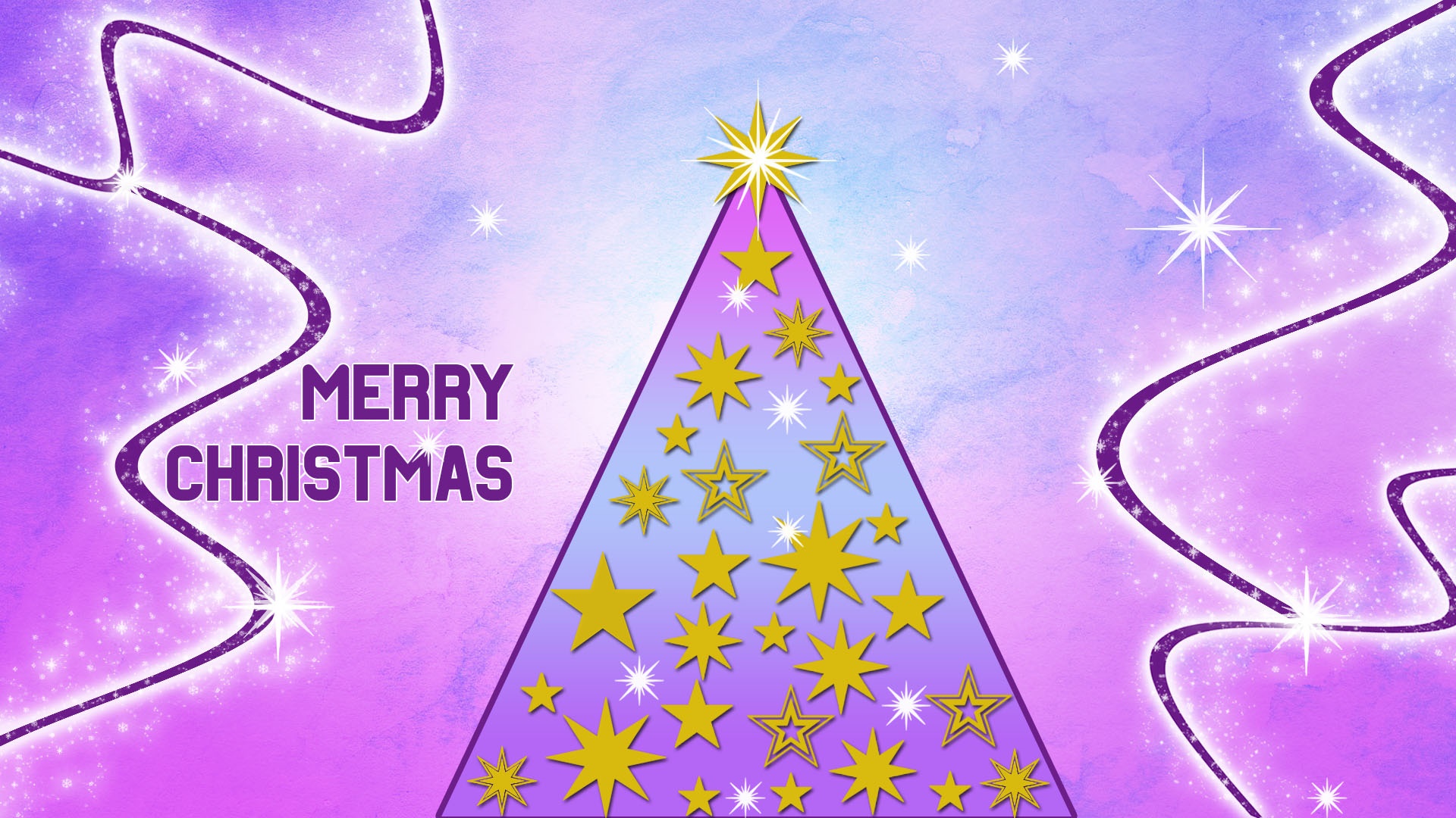Merry Christmas Tree with Stars HD Wallpaper