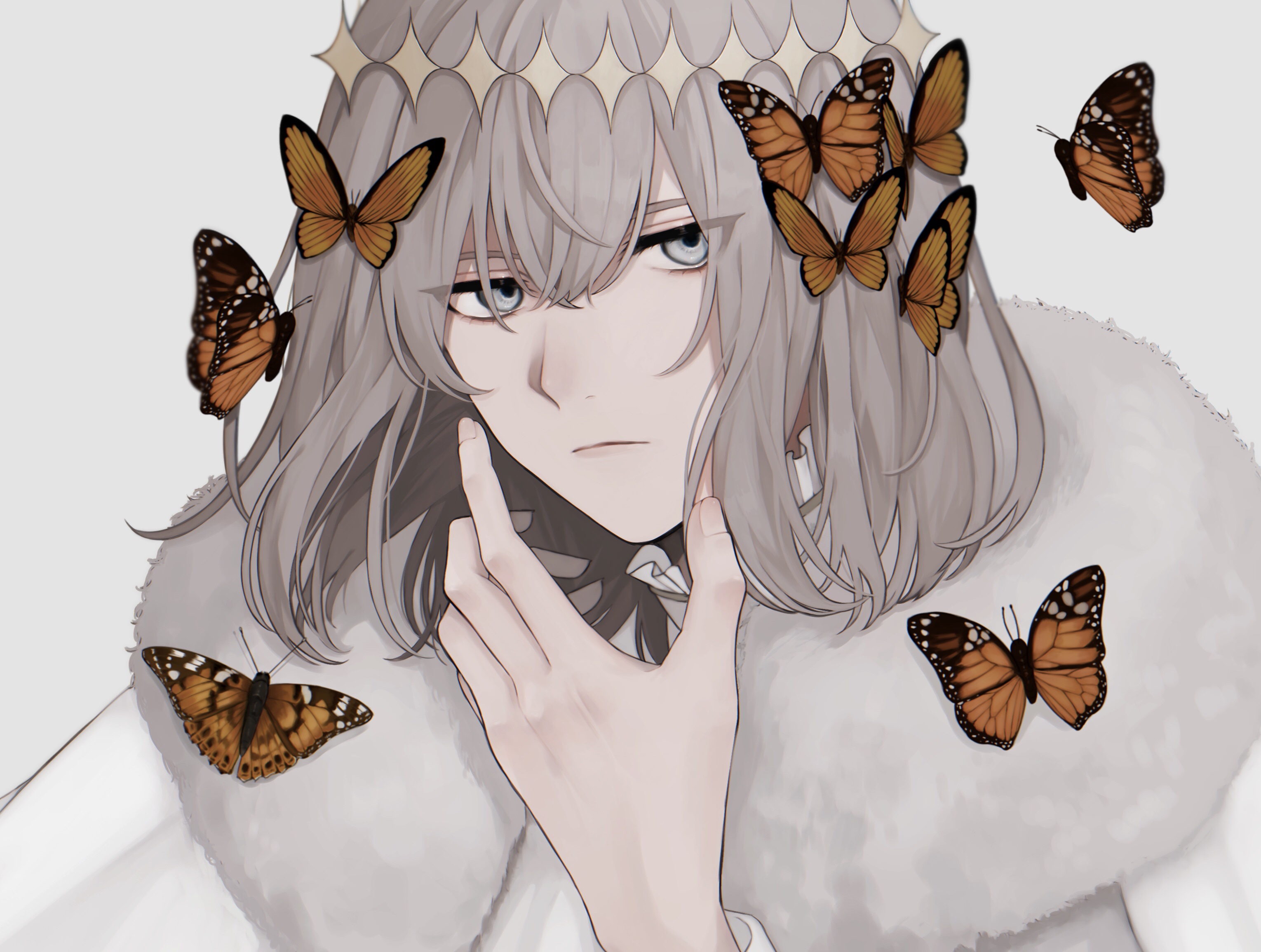 Oberon from Fate/Grand Order with butterflies HD Wallpaper