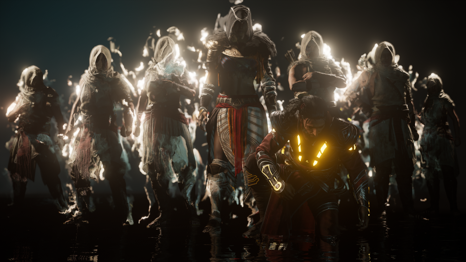 Assassins Creed Origins group of figures HD Wallpaper