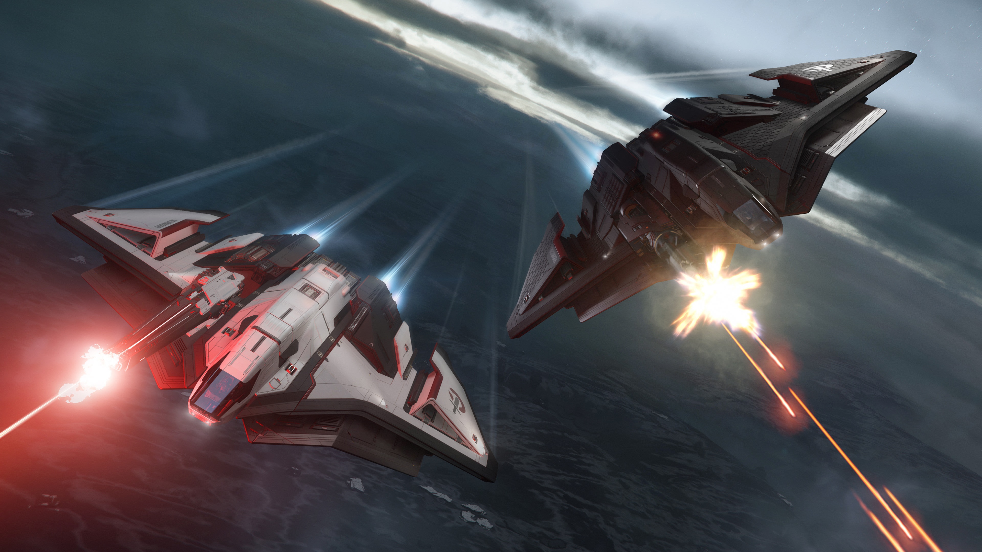 Star Citizen 4K Spaceship Battle HD Wallpaper