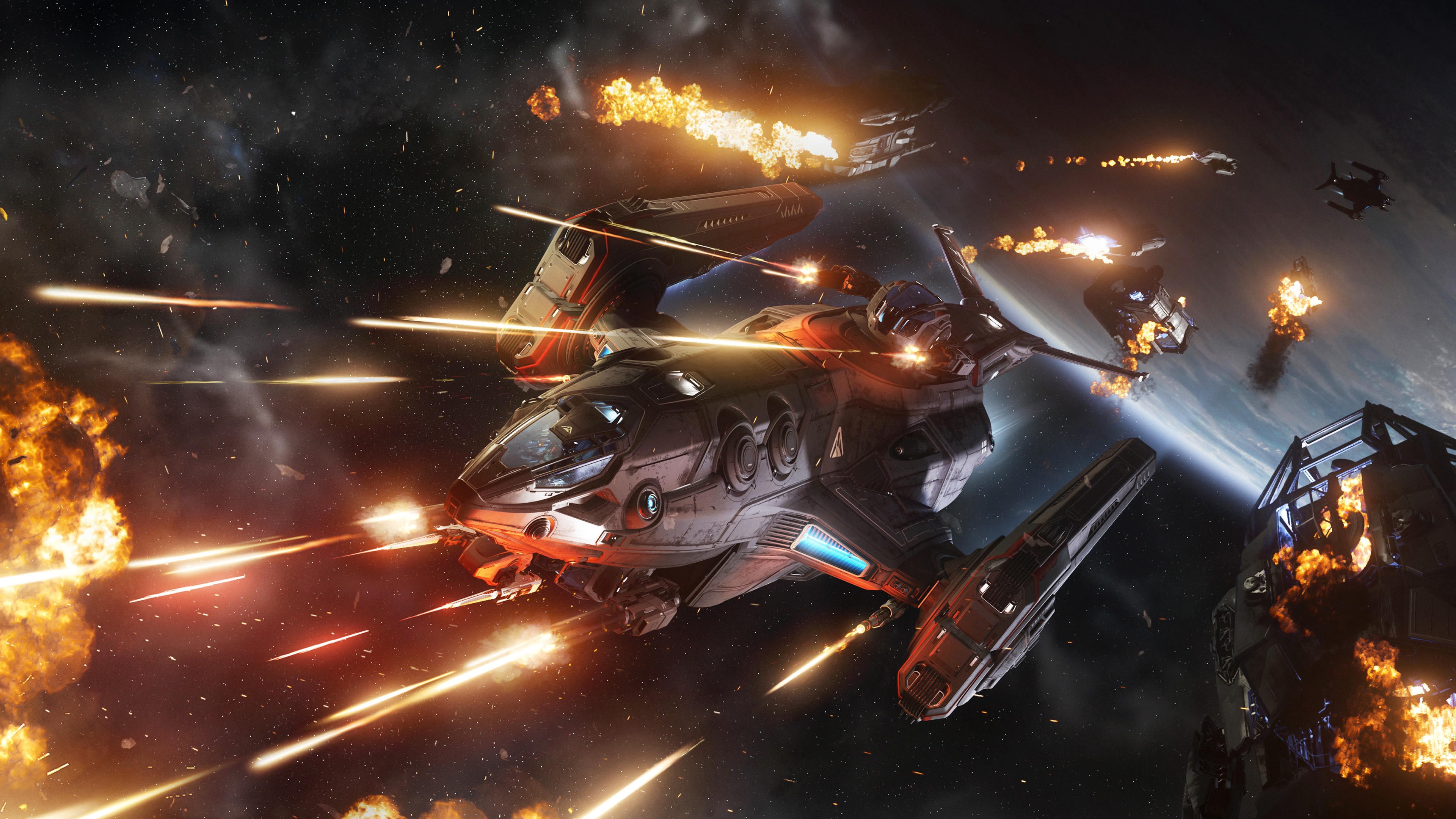 Star Citizen 4K Spaceship Battle HD Wallpaper