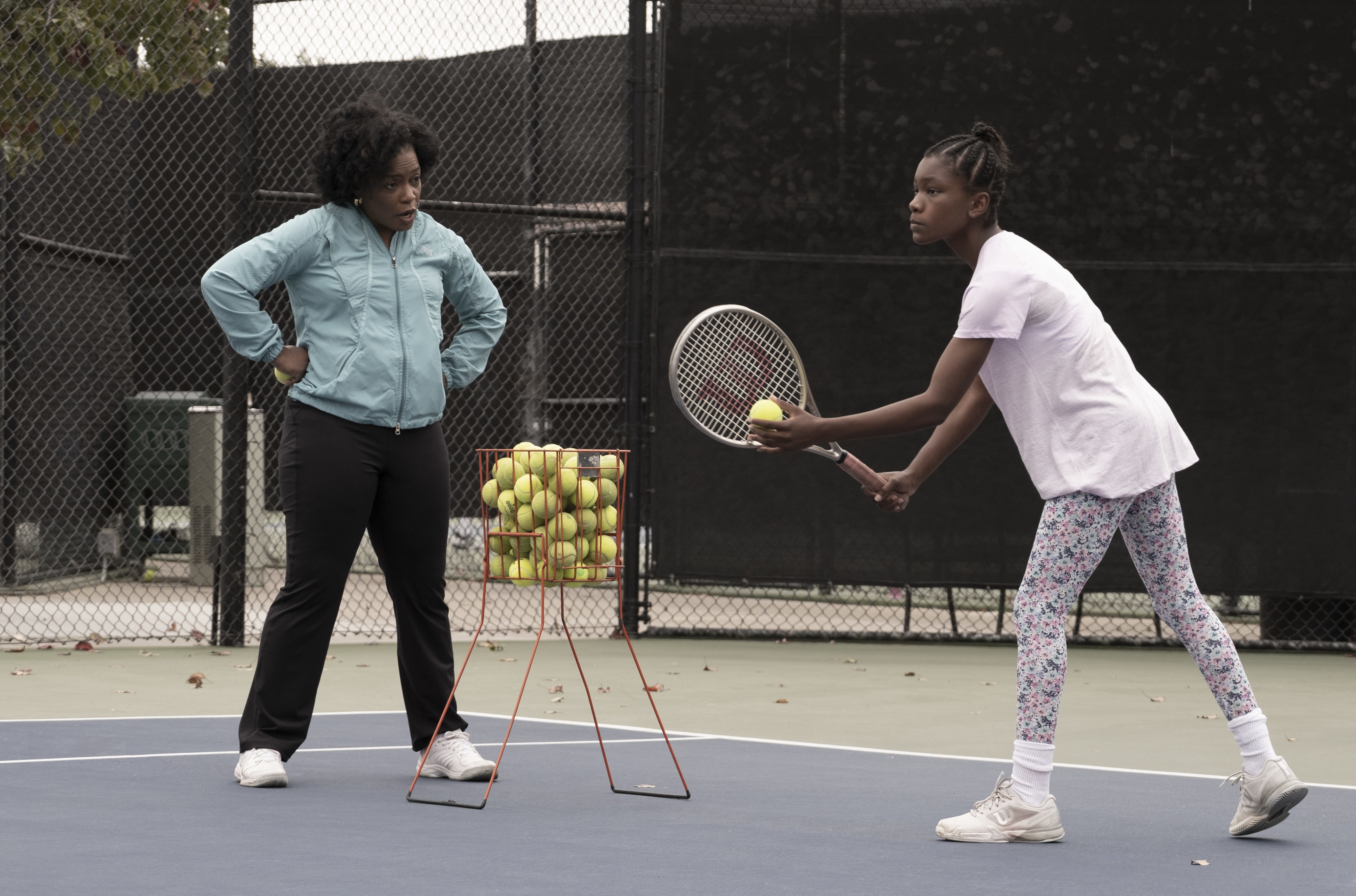 Aunjanue Ellis and Demi Singleton on tennis court HD Wallpaper