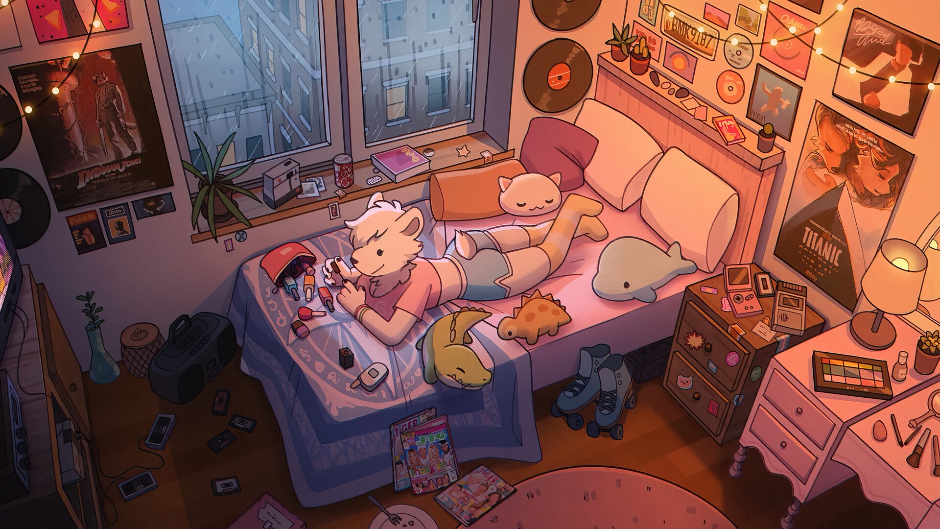Fantasy Animal in a Cozy Bedroom HD Wallpaper