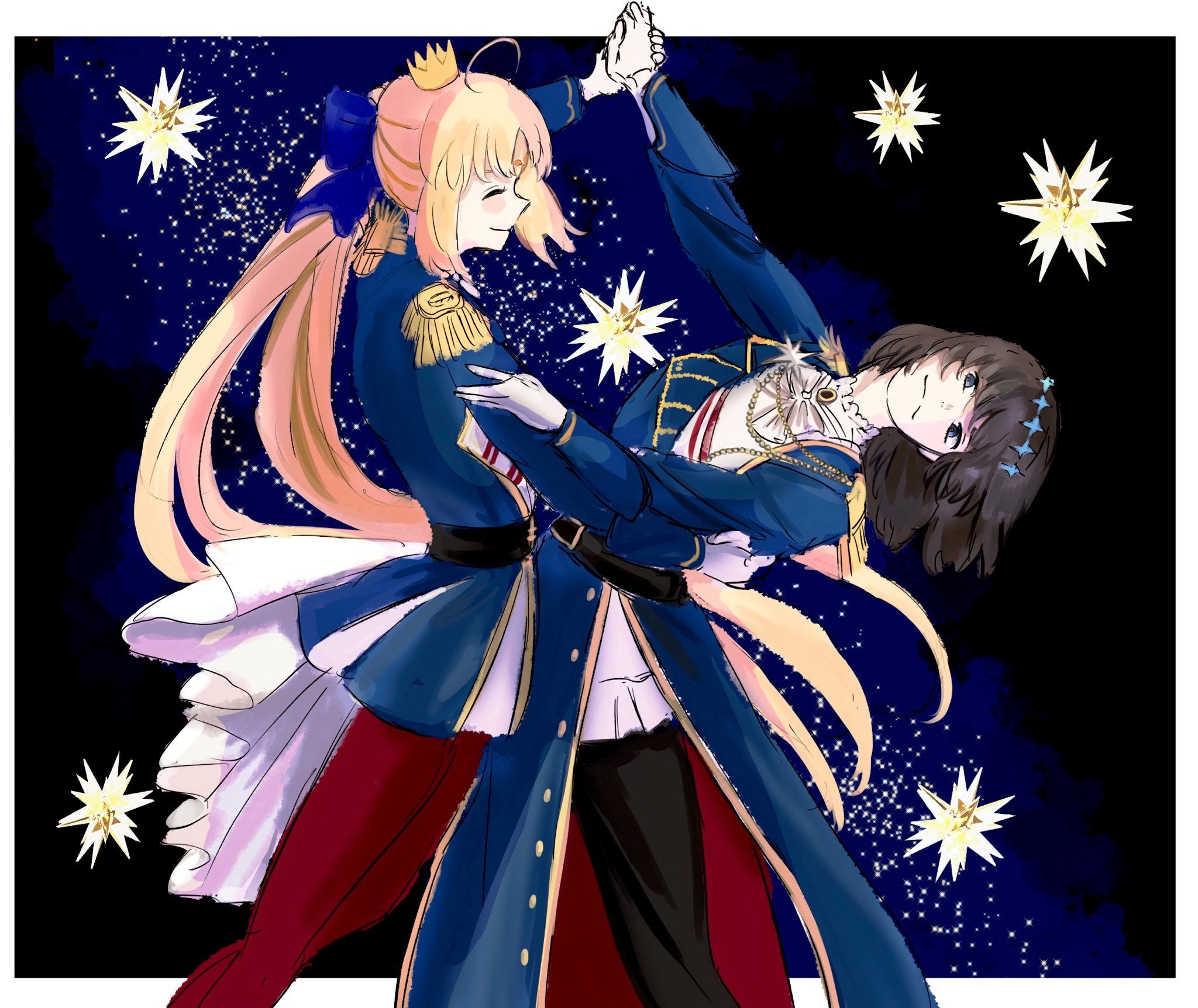 Artoria Caster and Oberon from Fate/Grand Order dancing HD Wallpaper