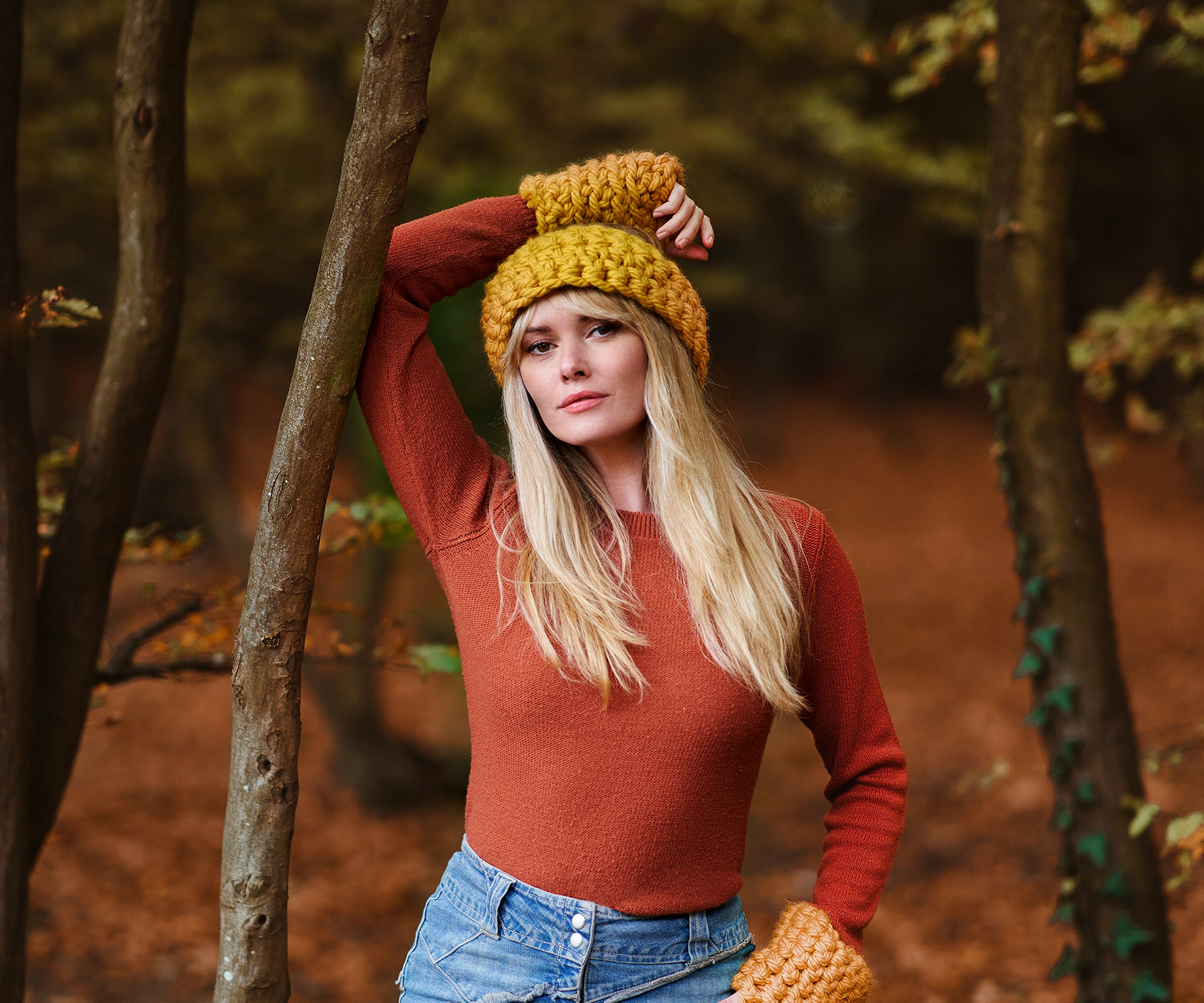 Carla Monaco in Autumn Forest HD Wallpaper