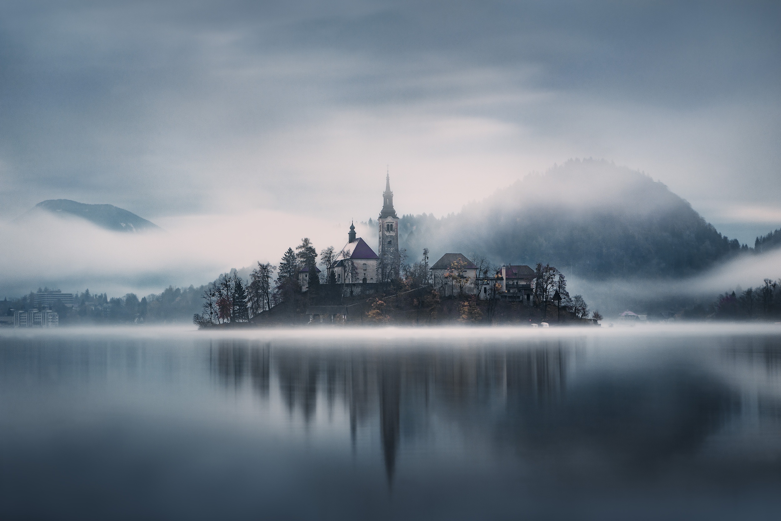Assumption of Mary Church on Island in Lake Bled, Slovenia HD Wallpaper