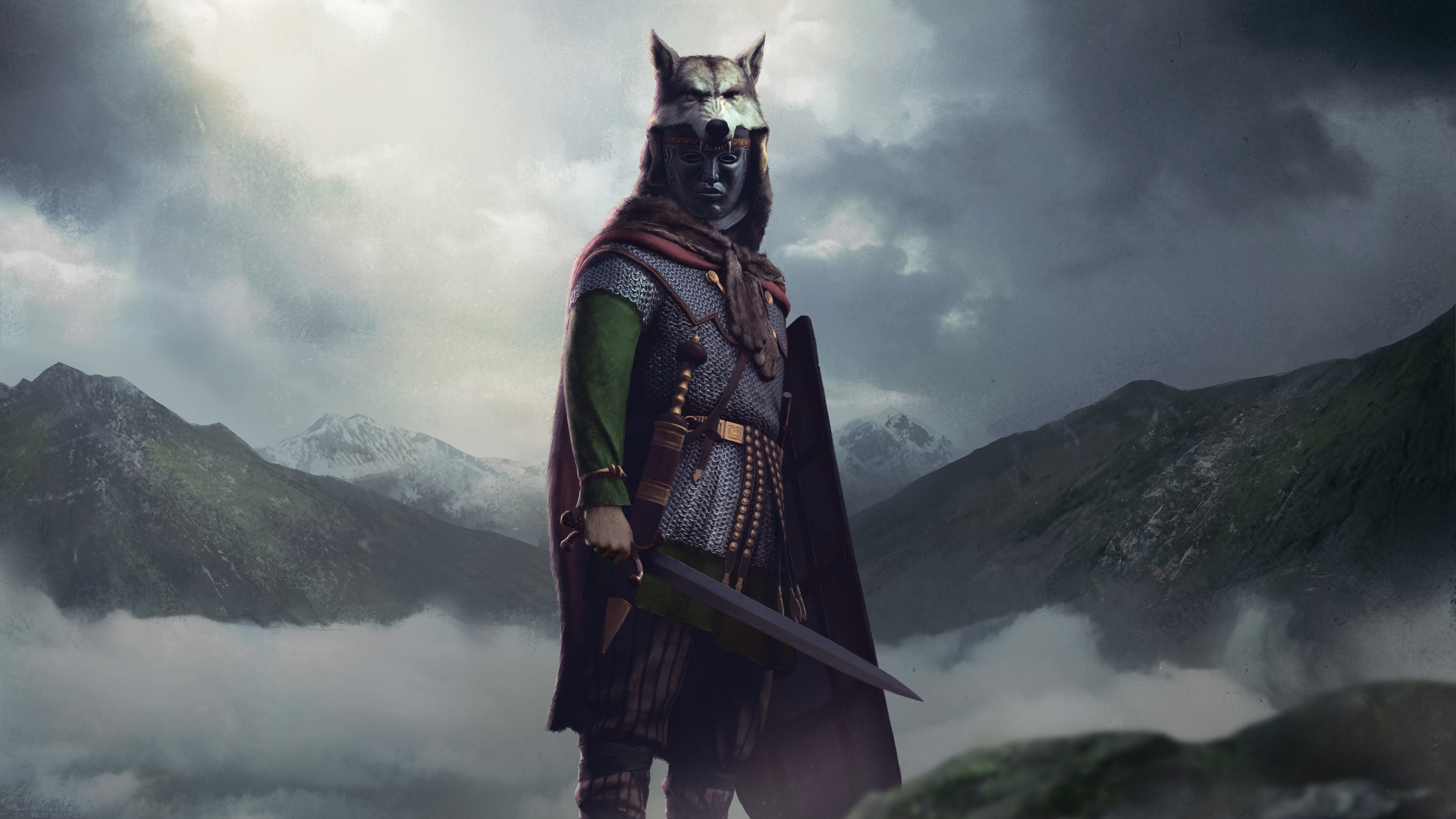 Warrior with wolf helmet in Total War: Warhammer HD Wallpaper