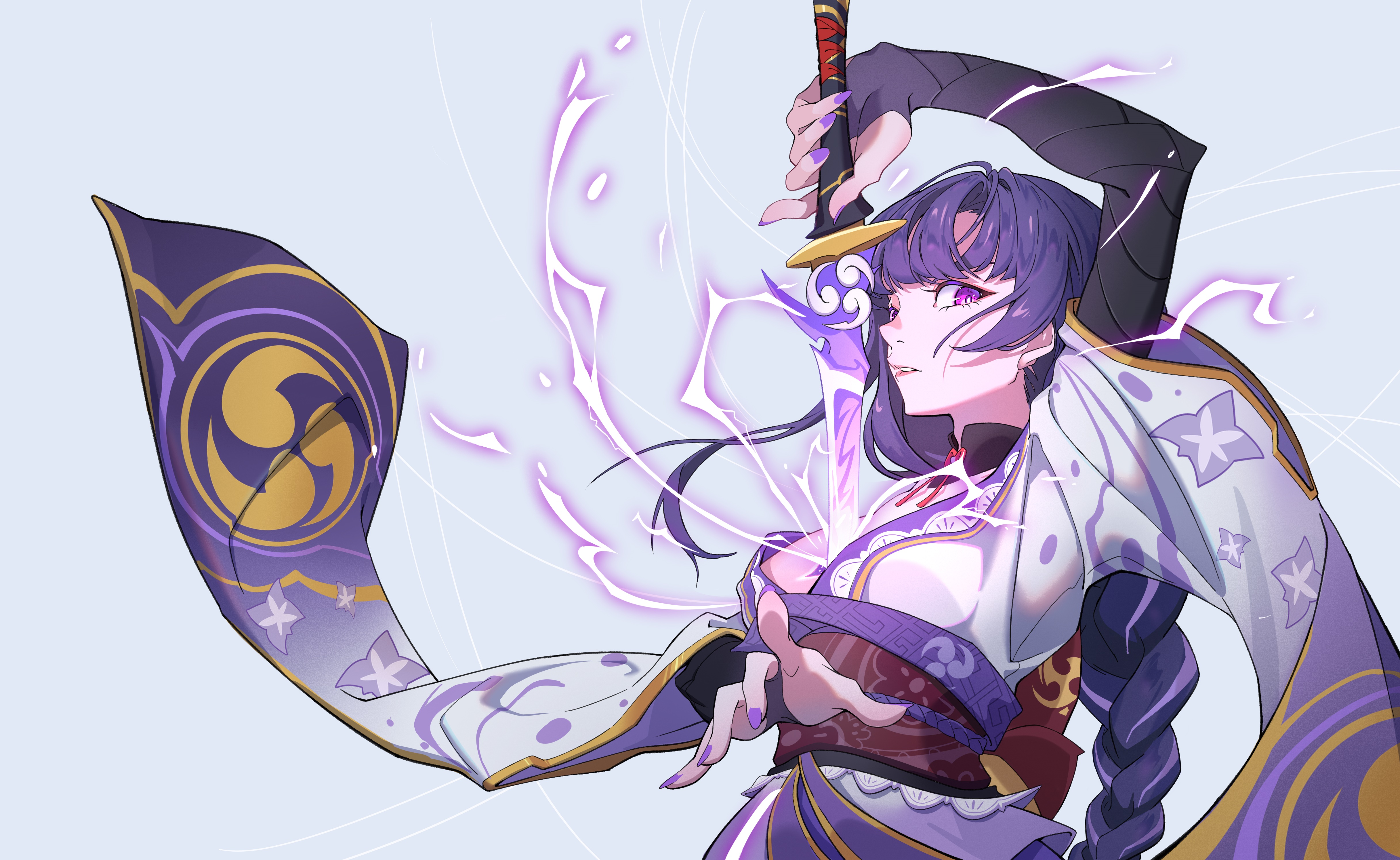 Raiden Shogun from Genshin Impact with sword HD Wallpaper