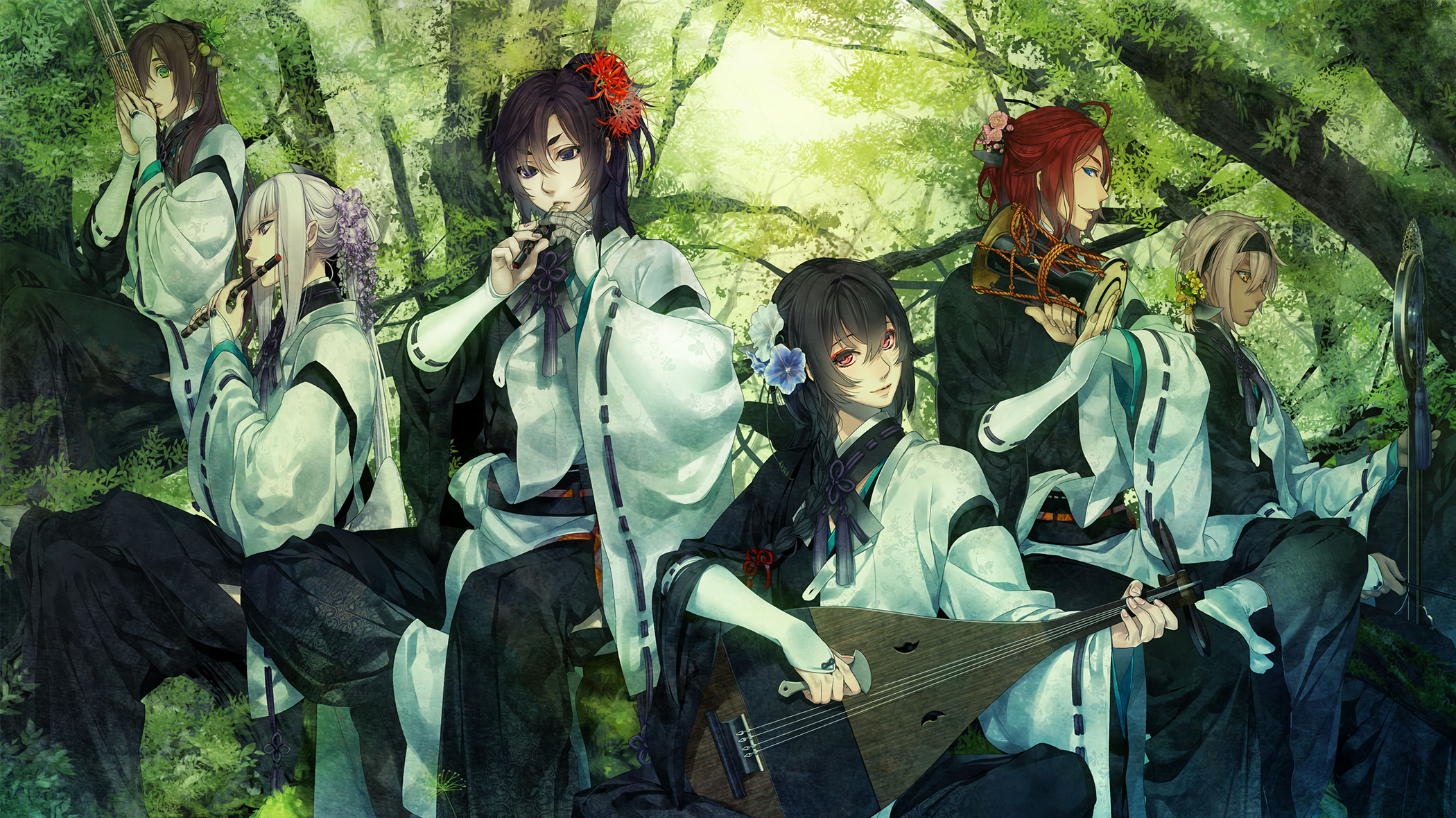 Ken Ga Kimi characters playing music in a forest HD Wallpaper
