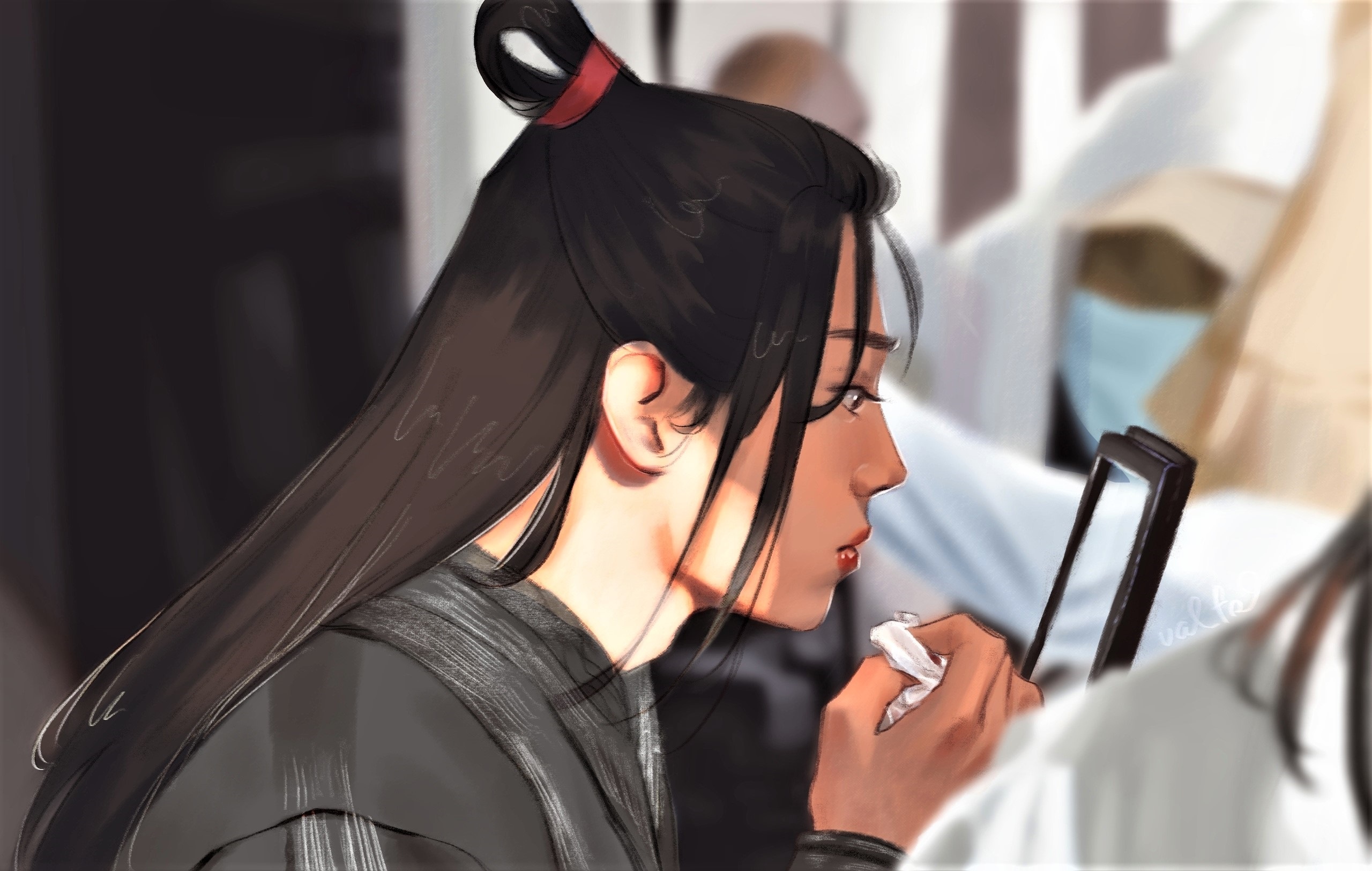 Wei Wuxian from The Untamed applying makeup HD Wallpaper