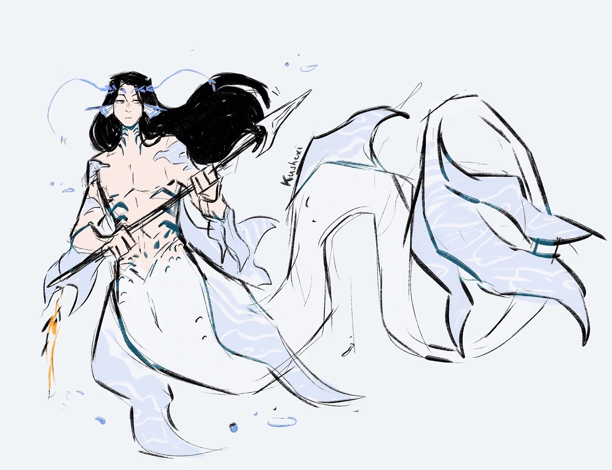 Lan Wangji from Mo Dao Zu Shi as a Merman HD Wallpaper