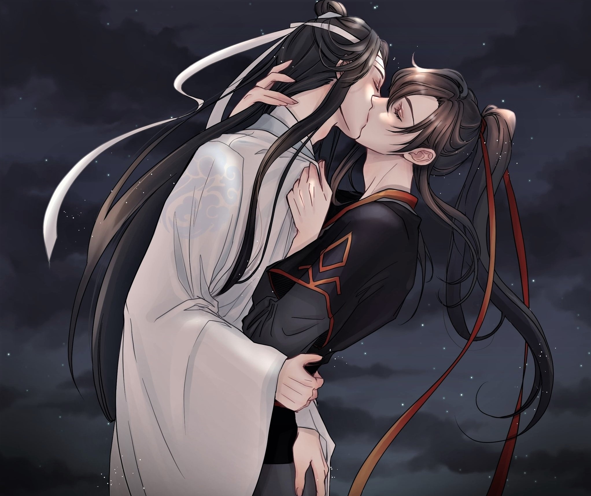 Lan Wangji and Wei Wuxian from Mo Dao Zu Shi kissing HD Wallpaper