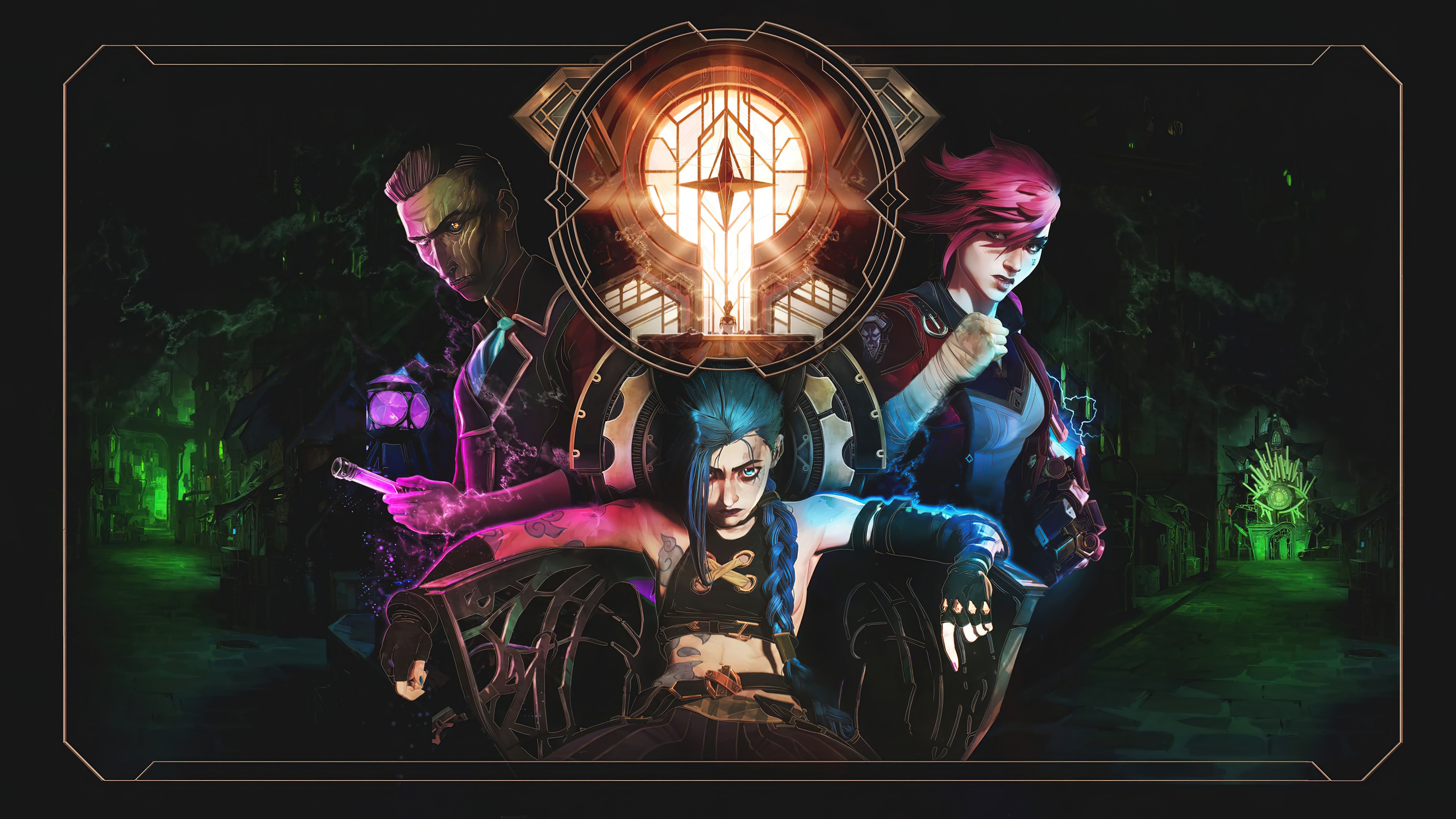 Arcane 4K: Silco, Jinx, and Vi from League of Legends HD Wallpaper
