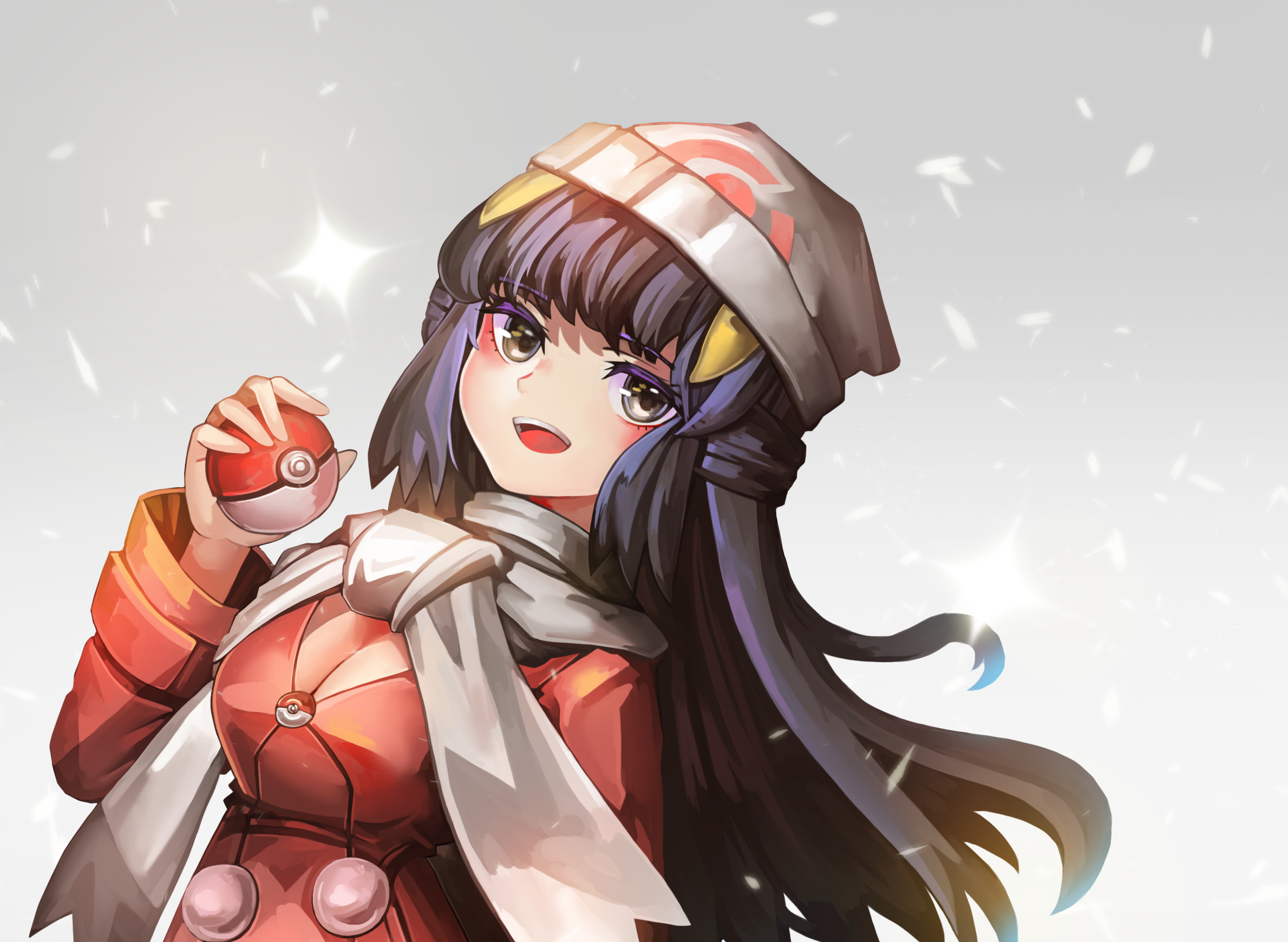 Dawn from Pokémon holding a Poké Ball HD Wallpaper