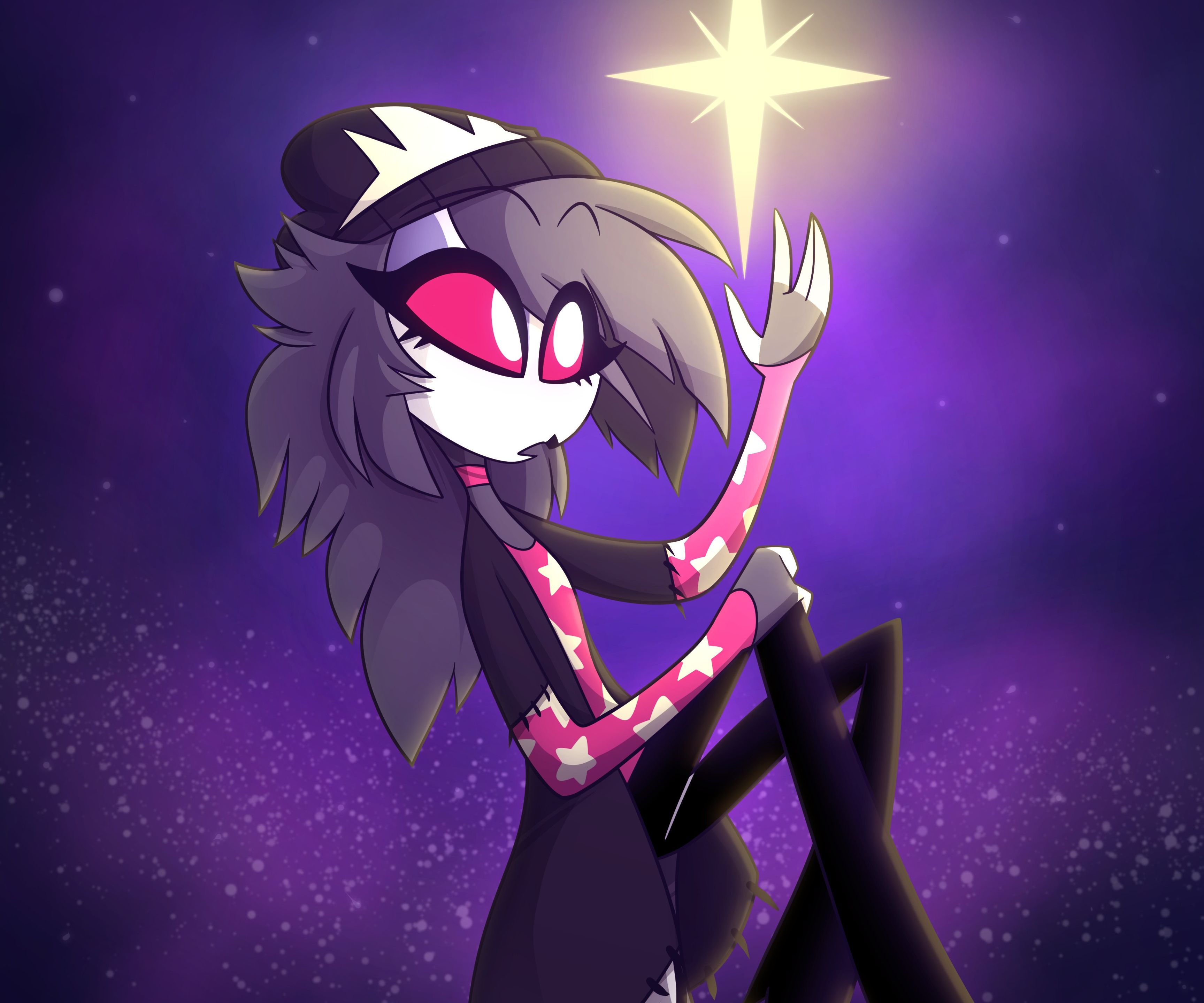 Octavia from Helluva Boss reaching for a star HD Wallpaper