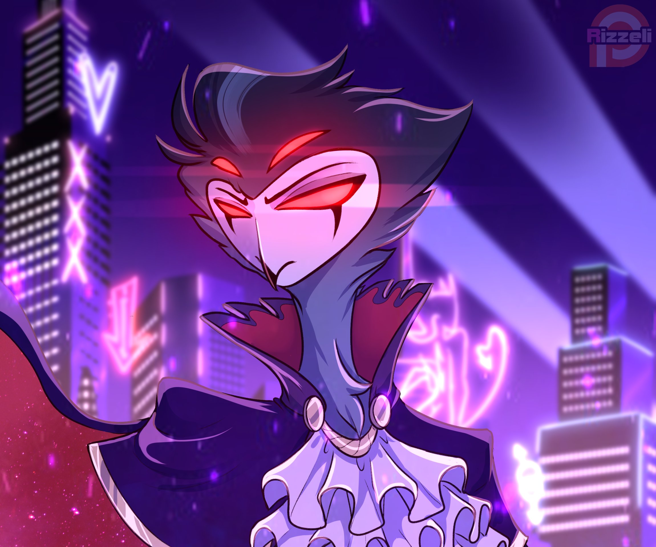 Stolas from Helluva Boss in Neon City HD Wallpaper