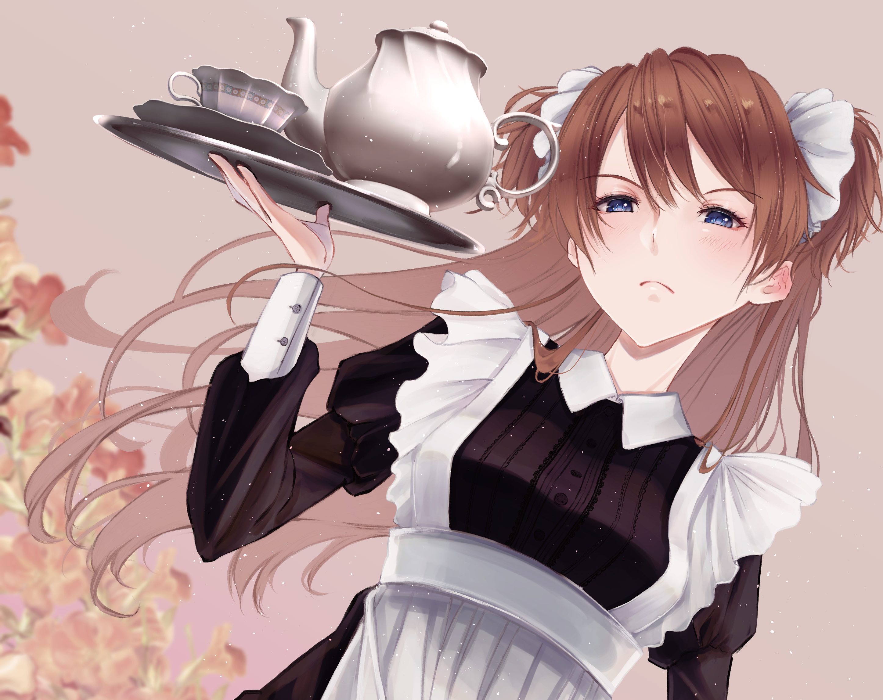 Maid girl serving tea HD Wallpaper